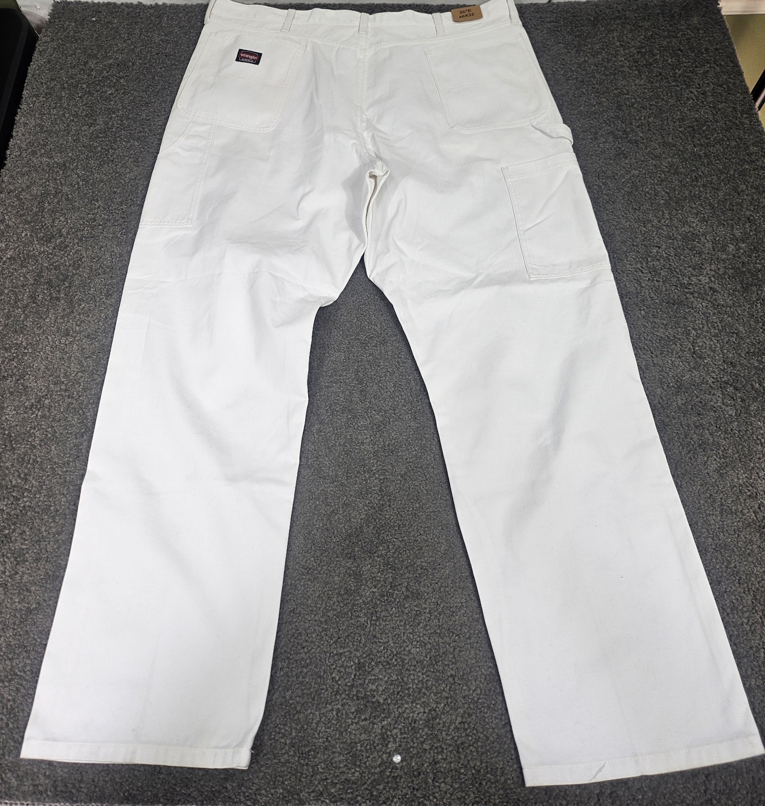Men’s Workwear Pants 44×32 Wrangler White Carpenter Hammer Loop READ DESCRIPTION