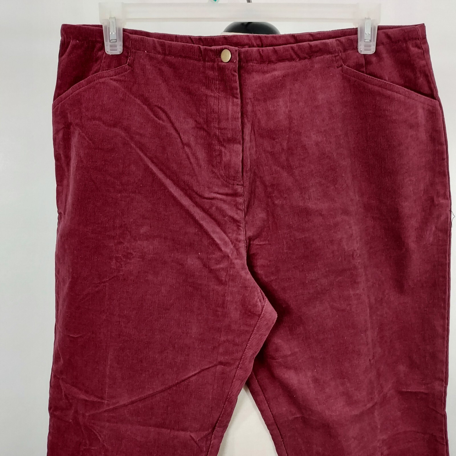 Blair Pants Burgundy Corduroy Stretch Women Size 20 Zipper Front Pockets 38×30