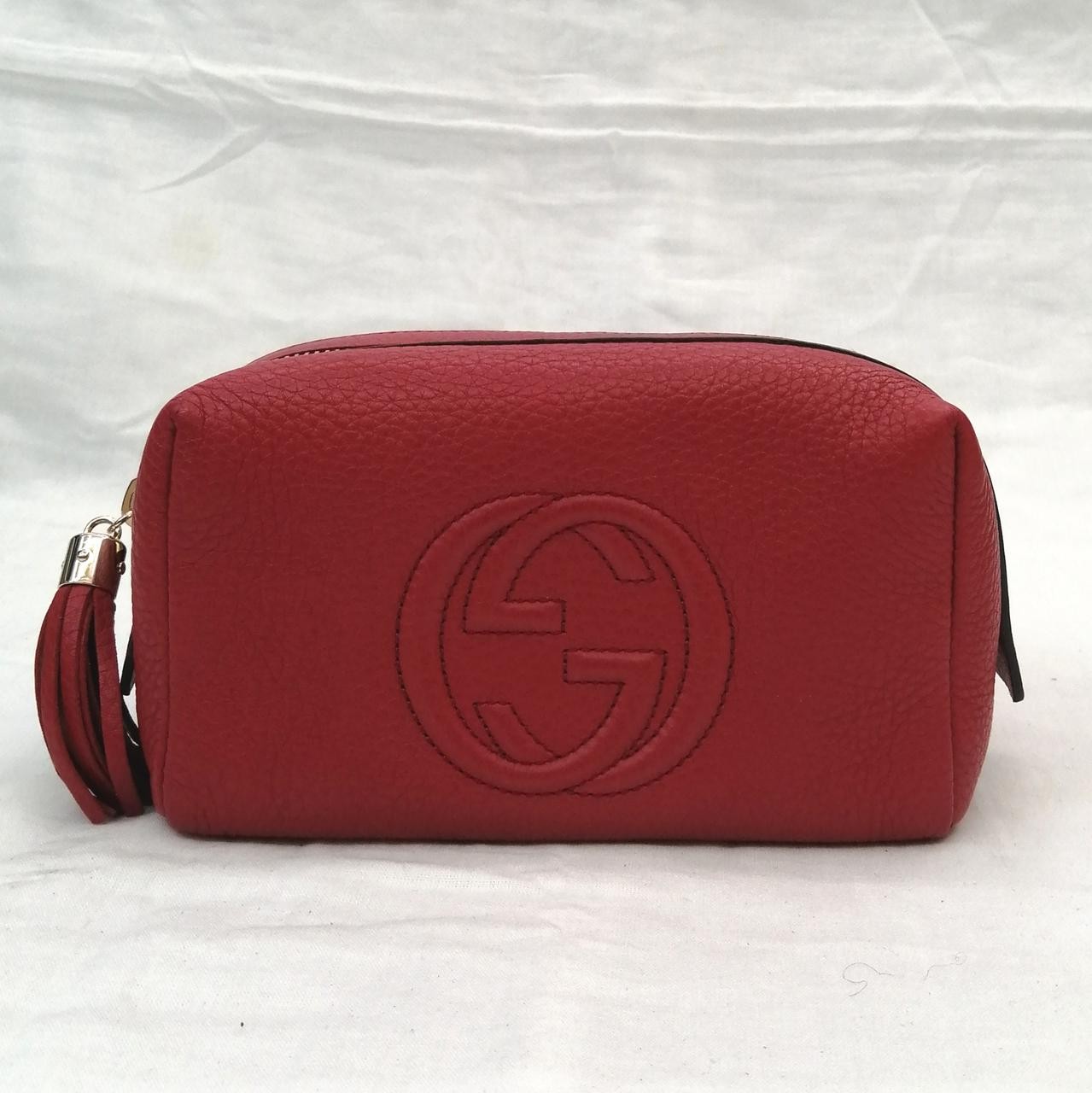 GUCCI Cosmetic Pouch 308636 Coated Canvas Beige Authentic From Japan