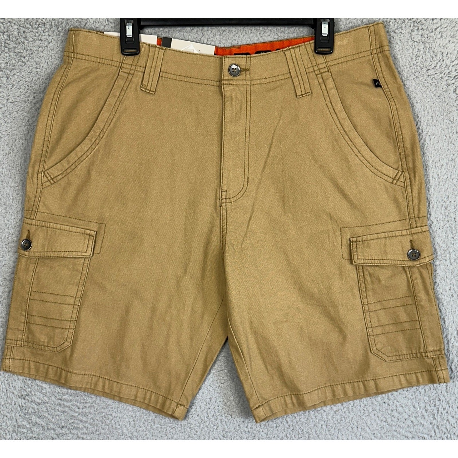 NEW Denali Shorts Mens 34 Tan Cargo Stretch Flat Front Utility Pocket Casual