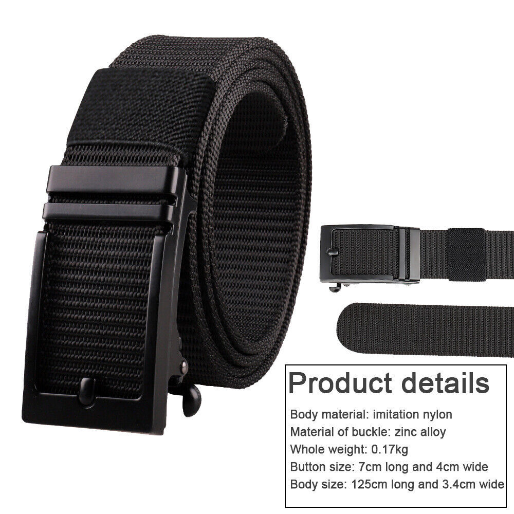 Mens Ratchet Belt 1.3 inch Nylon Web Belts for Men with Automatic Slide Buckle