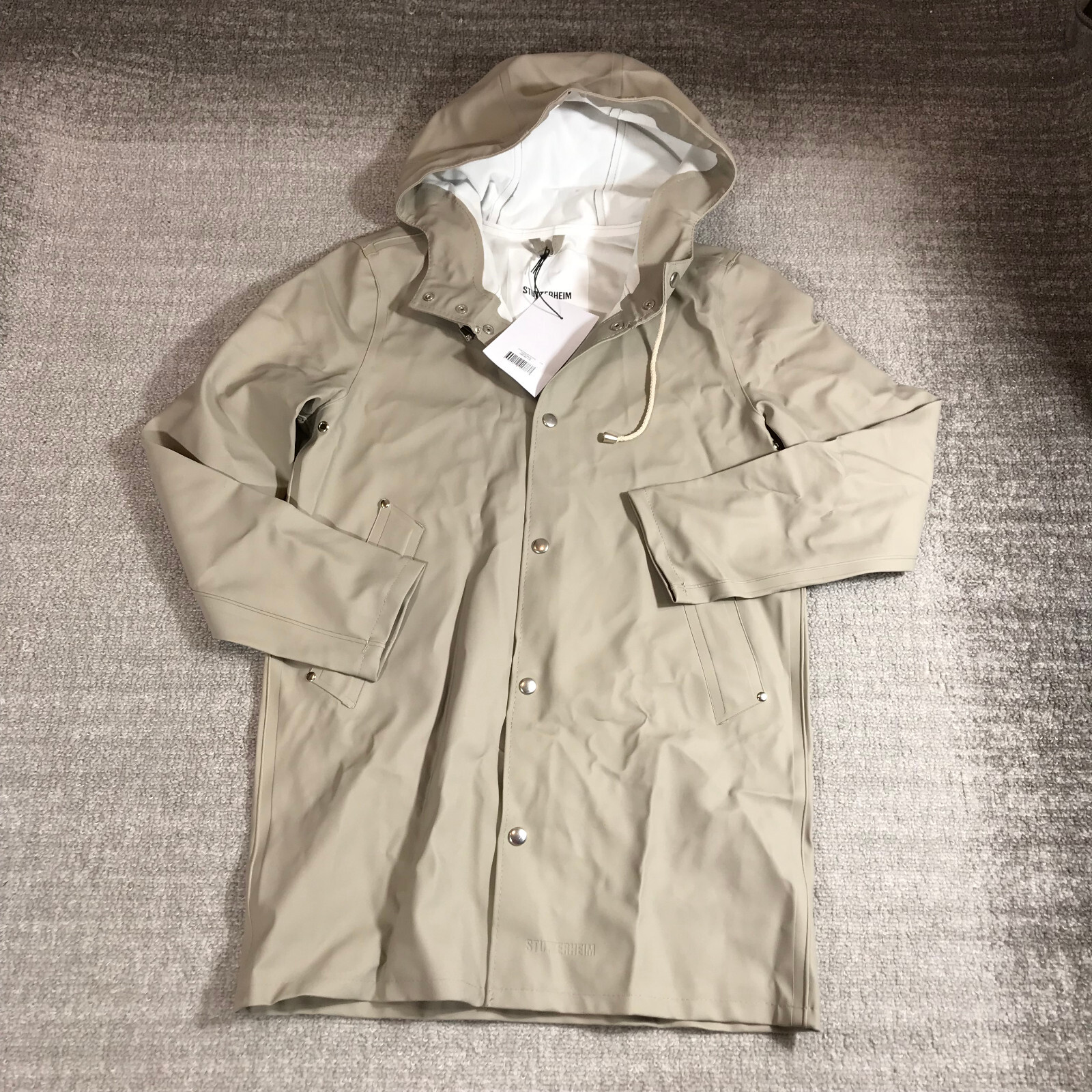 Stutterheim Stockholm Jacket Mens 2XS XXS Raincoat Hoodie Unisex Mosebacke Tan
