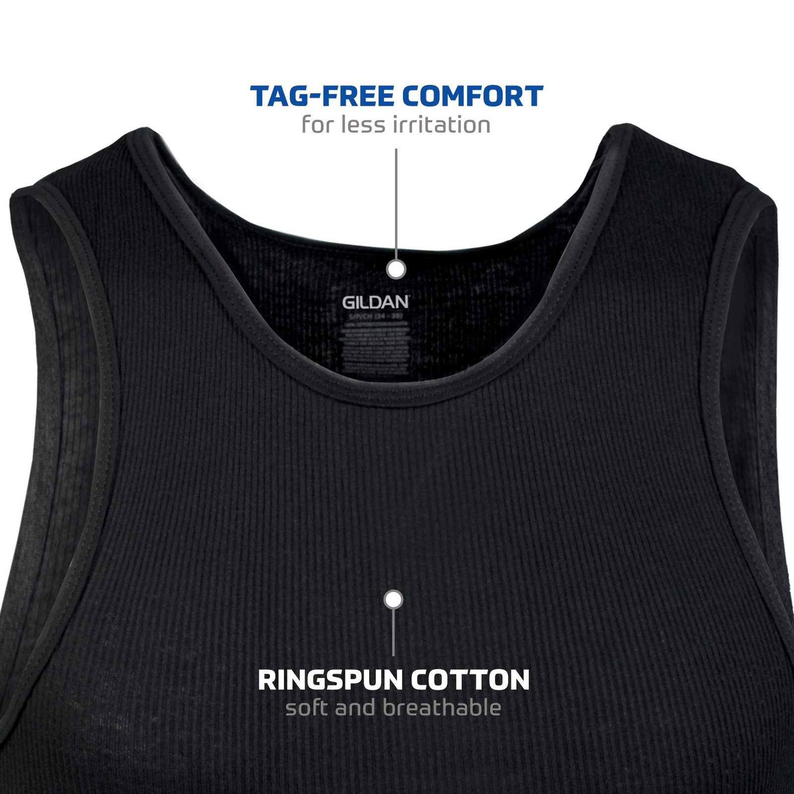 Gildan Mens A-Shirt Tanks Multipack Style G1104 Black 6-Pack Large