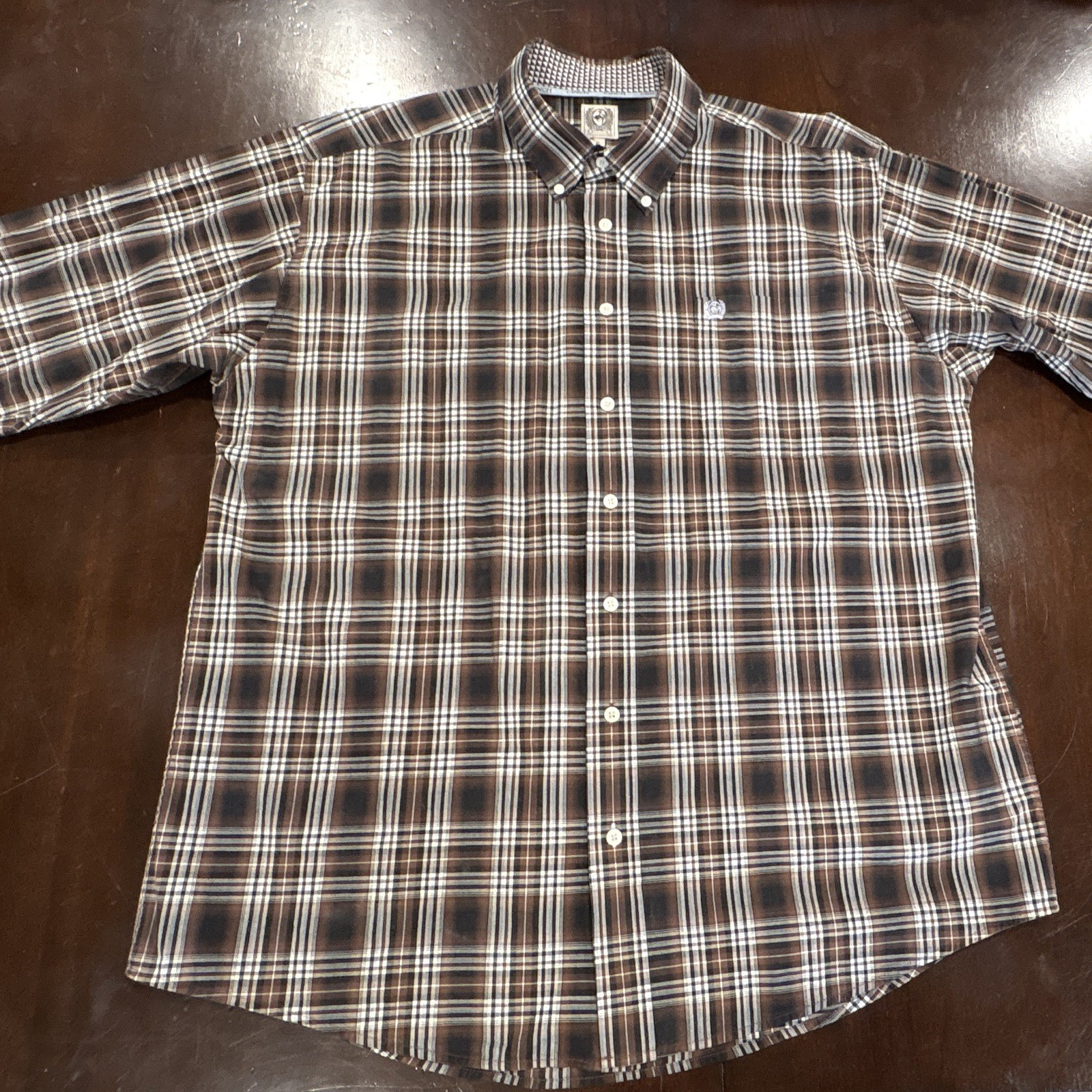 (3)Cinch Men’s L Plaid Button-Down Collared Button-Up Shirt