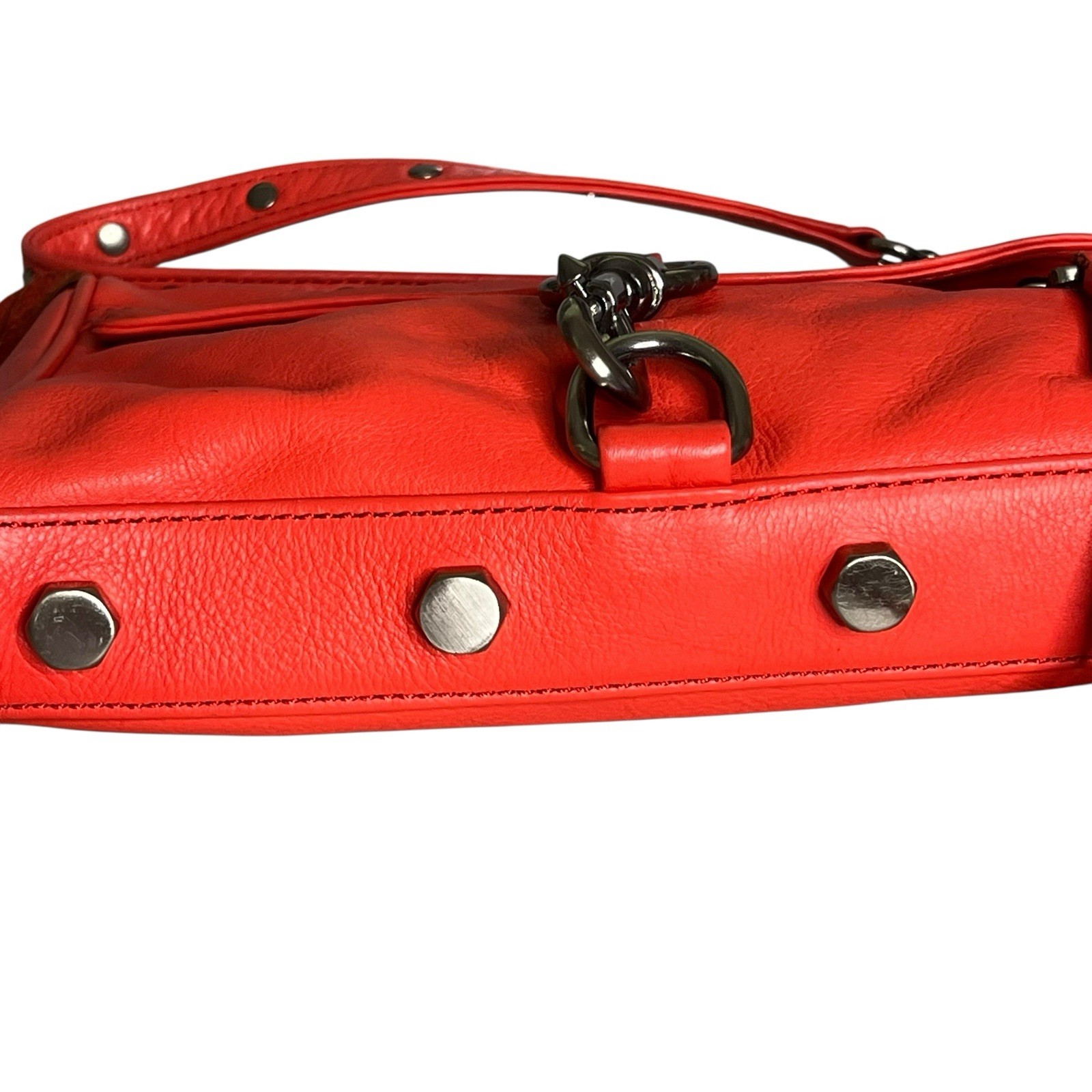 Rebecca Minkoff Leather Mini Mac Clutch Crossbody Bag Convertible Tomato Red