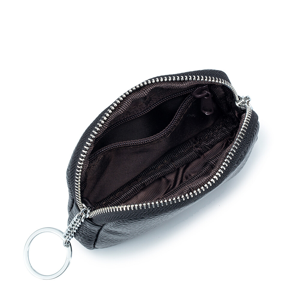 Women Men Genuine Leather Small Coin Holder Change Purse Zipper Key Card Wallet