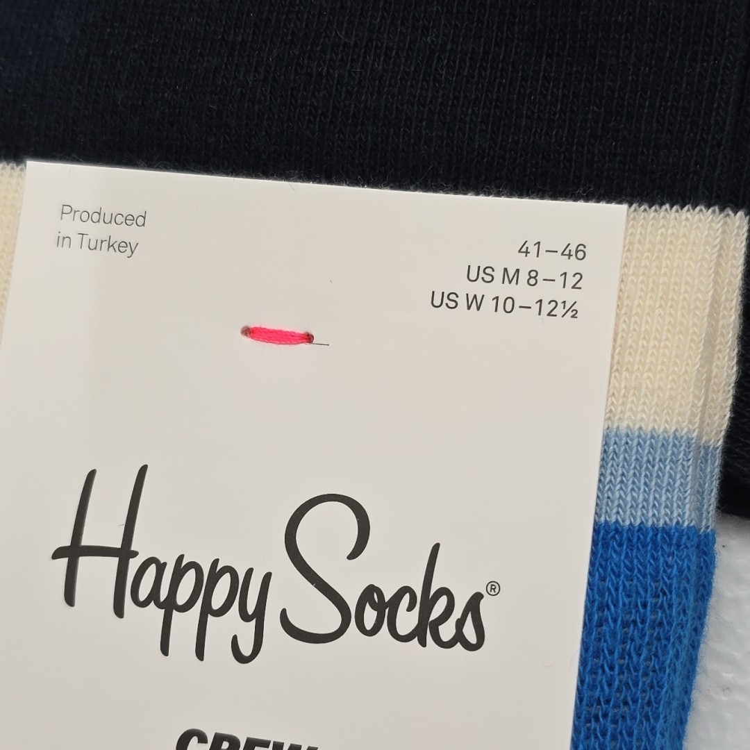 Happy Socks Men’s Size 8-12 Women’s 10-12.5 Striped Crew Socks New With Tags