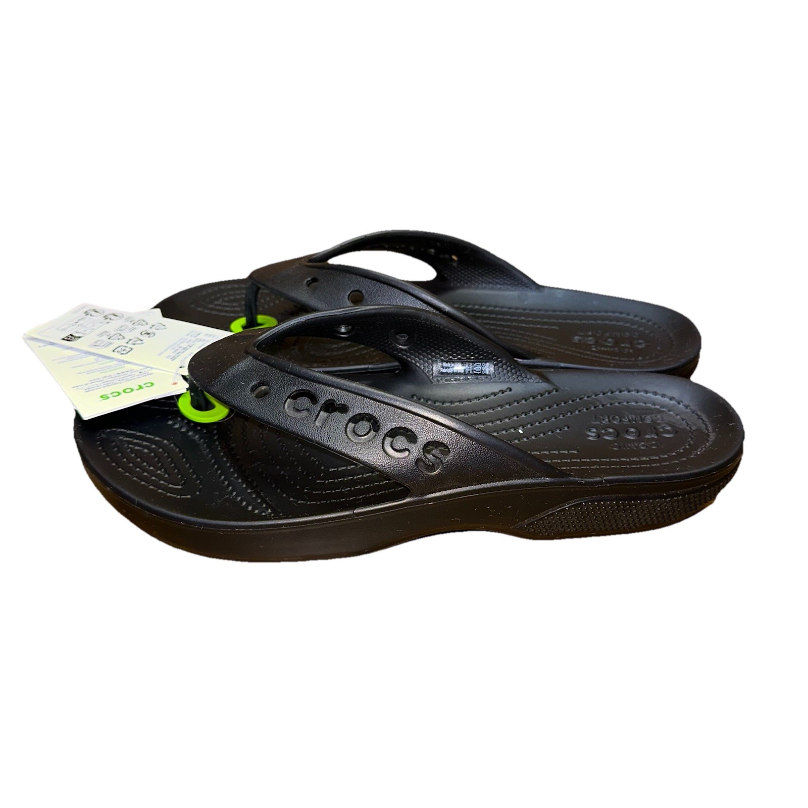 NWT Crocs Baya II Flip Flops Black Thong Comfort Soft Slides Men 10 / Women 12
