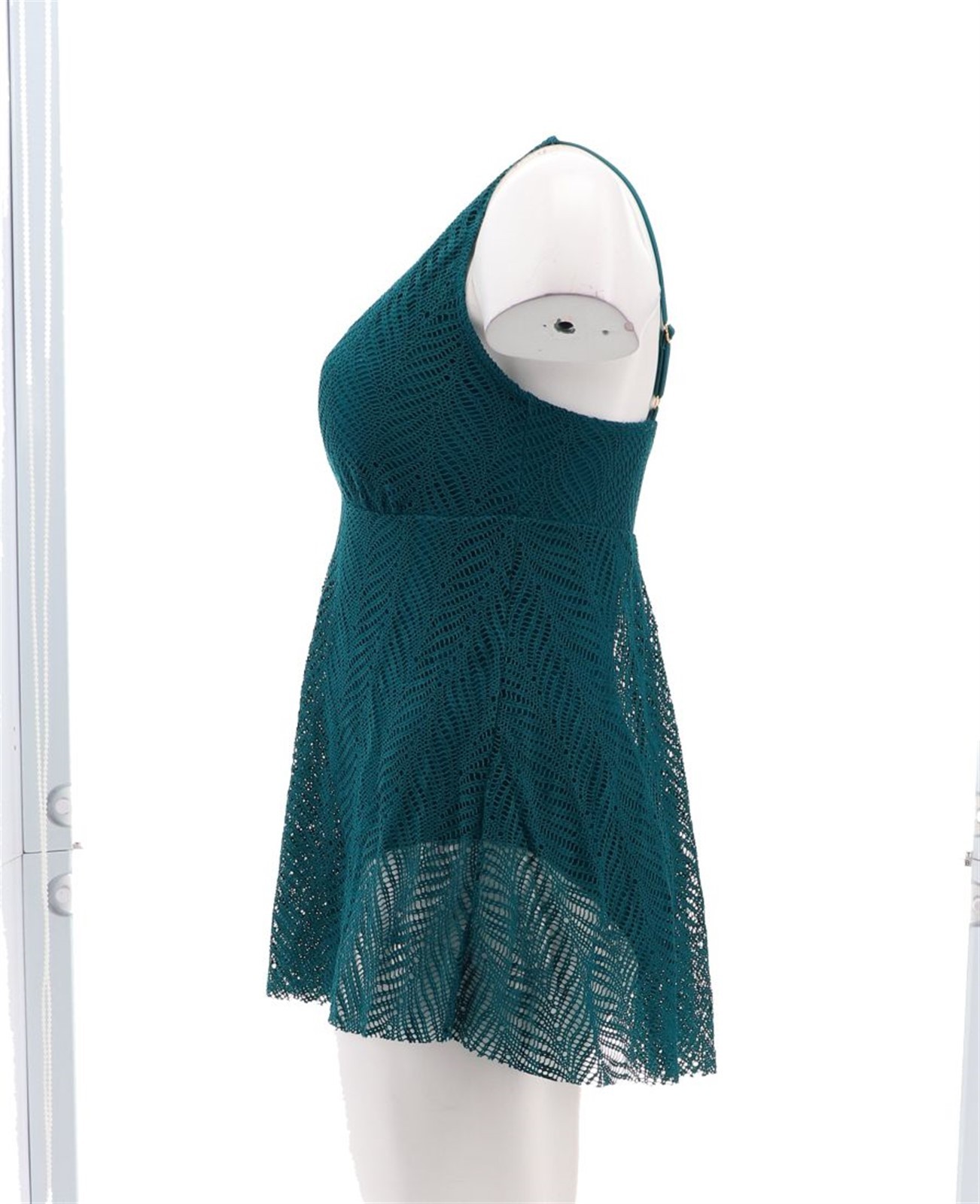 Kim Gravel Swimsuits All Swim Dress Crochet Overlay Moroccan Blue 14 NWOT (461)