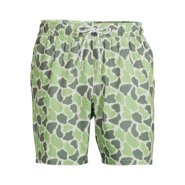 George Men’s Green Artichoke 8″ Above The Knee Stretch Swim Trunks Shorts: 2XL