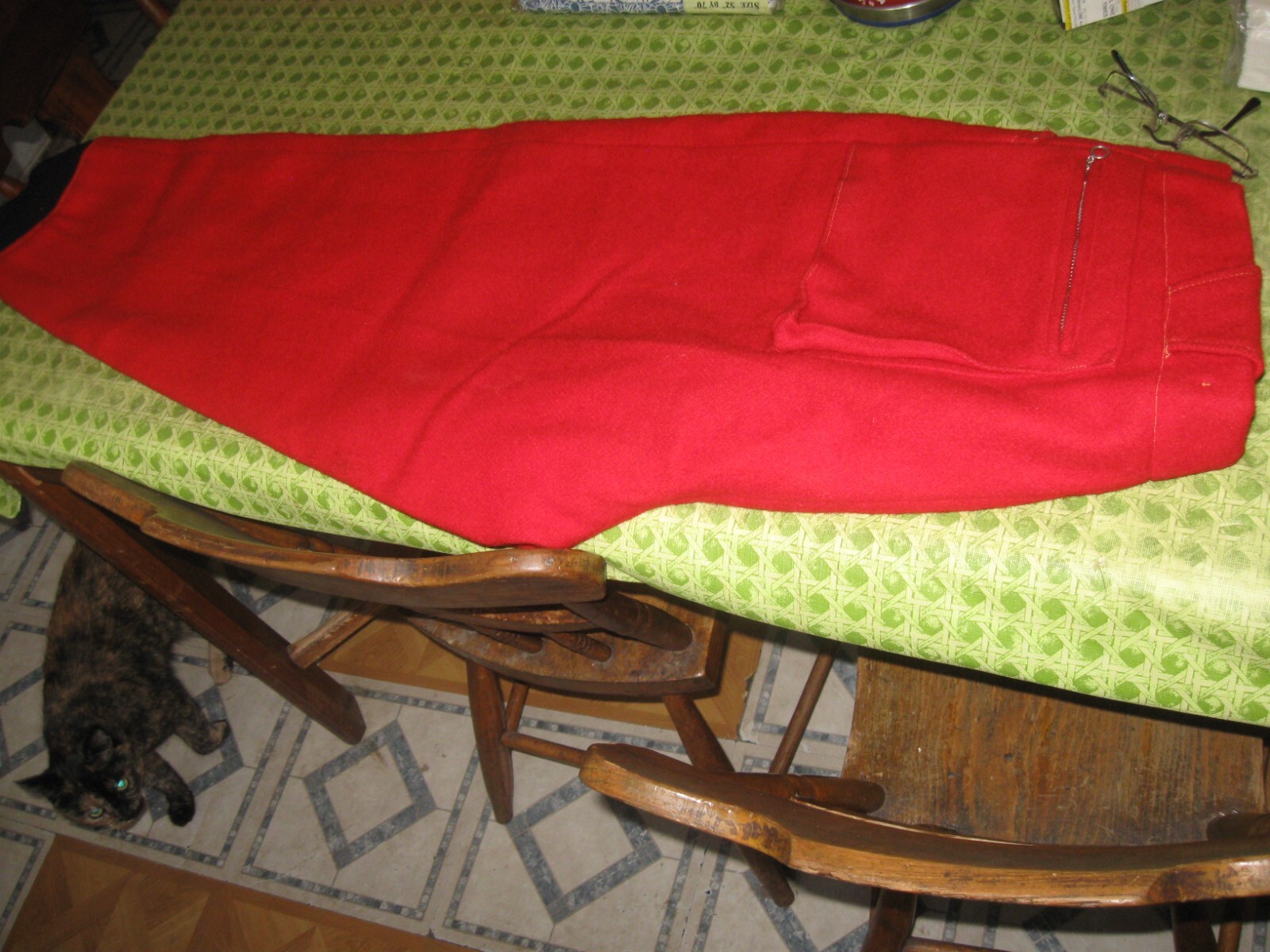 Vintage men Wool Pants Red Hunting 36 X 24 to cuff band 28 to bottom of cuff