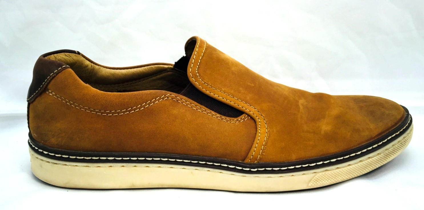 J&M Johnston Murphy McGuffey Lt Tan Slip-On Loafers Suede Nubuck Shoes Mens 10M