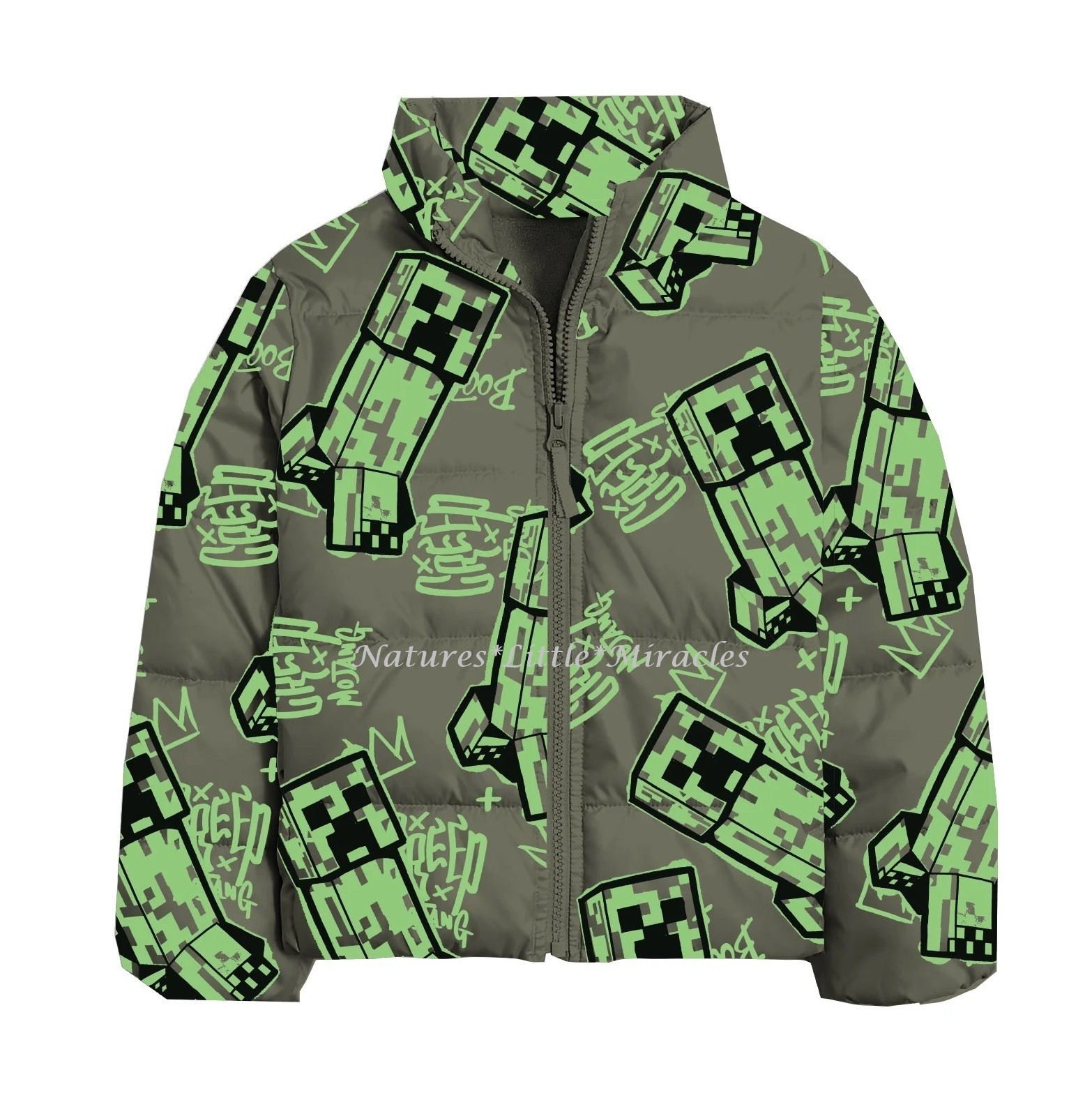 Minecraft Boys Puffer Jacket Winter Coat Size 4 5 6 7 8 10 12 14 16 18 L XL Kids