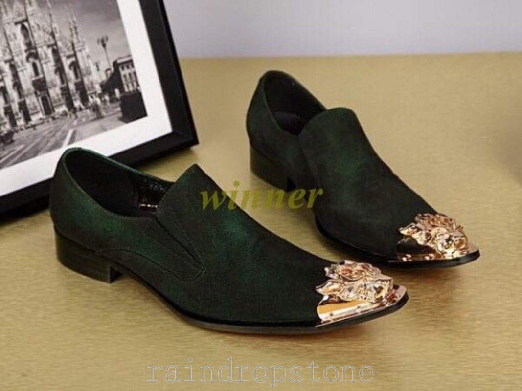 Hot Men’s Dress Formal Shoes Pull on Suede pink Breathable Metal decor Nightclub