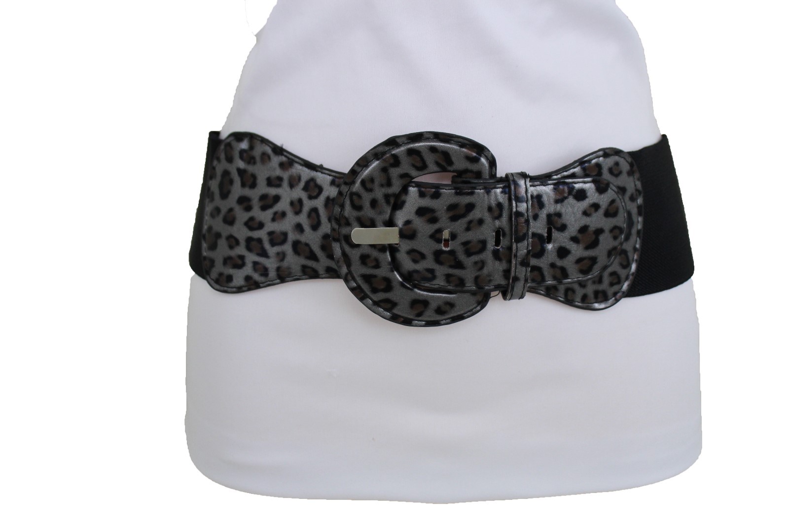 New Women Hip High Waist Elastic Wide Waistband Leopard Belt Cheetah Size XS S M