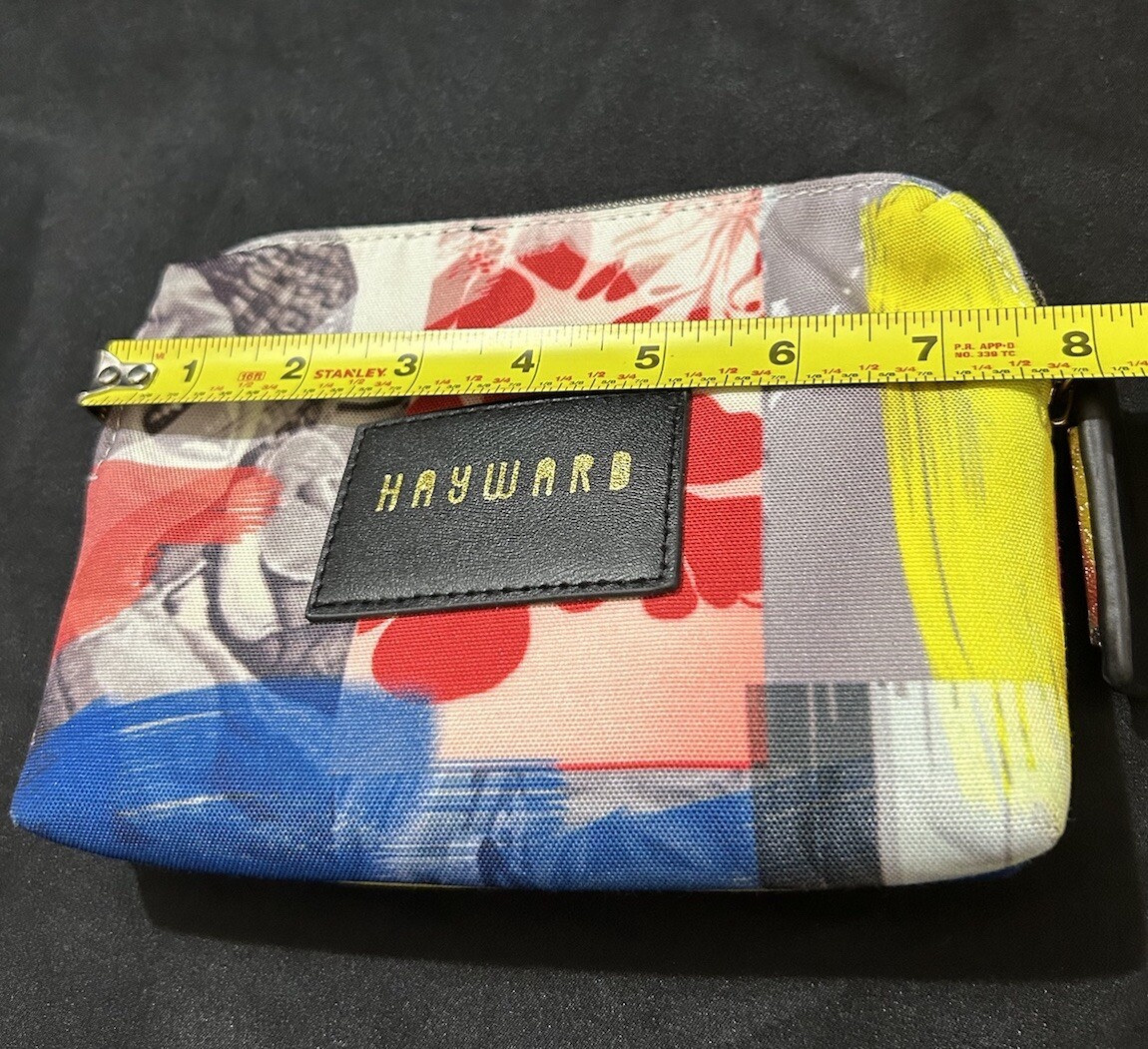 Hayward Designer Colorful Collage Printed Canvas Cosmetic Bag 5.5” Clutch Pouch