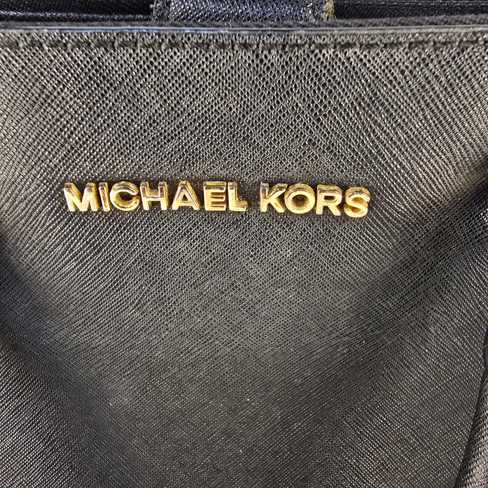 Michael Kors Savannah Satchel Black Saffiano Leather Gold Hardware Tote Bag