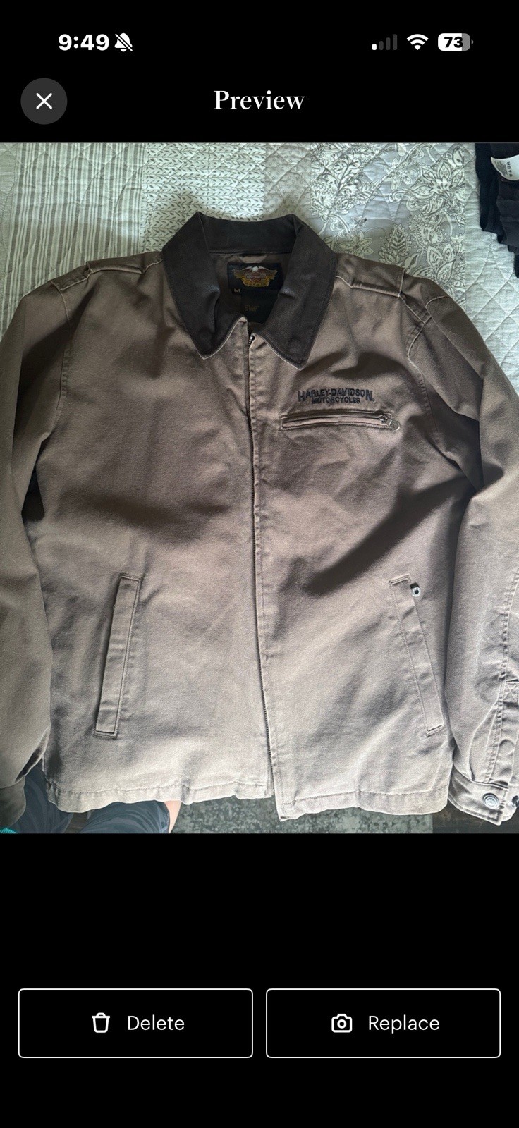 Harley-Davidson casual/work jacket (zip-front, chore/workwear style)