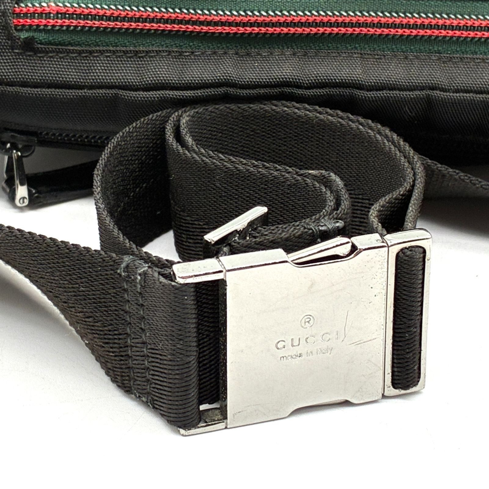 GUCCI Web Stripe Sherry Line Body Bag Black Nylon Crossbody 122350 Italy