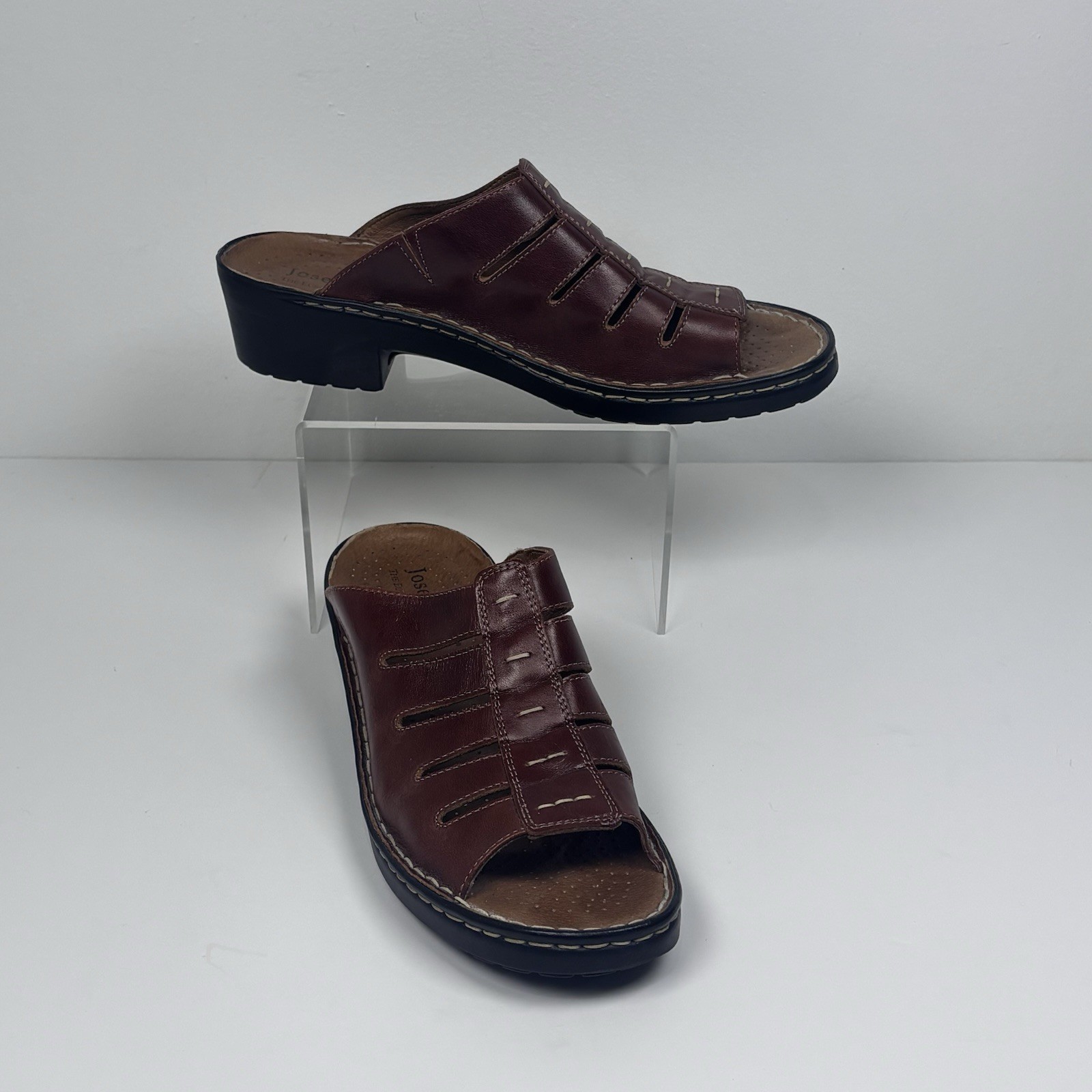 Josef Seibel Women Brown Leather Clog Mule Sandals Made In Hungary Size 41 US 10