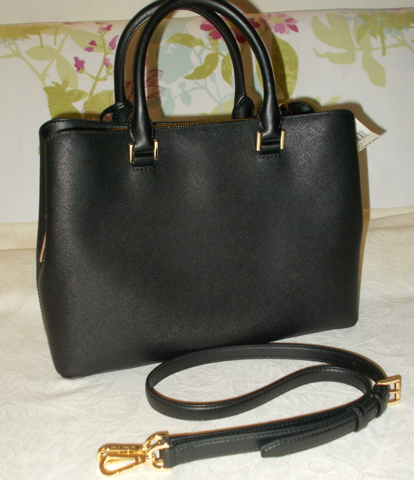 NWT MICHAEL KORS Savannah Large Satchel in Black Saffiano Leather