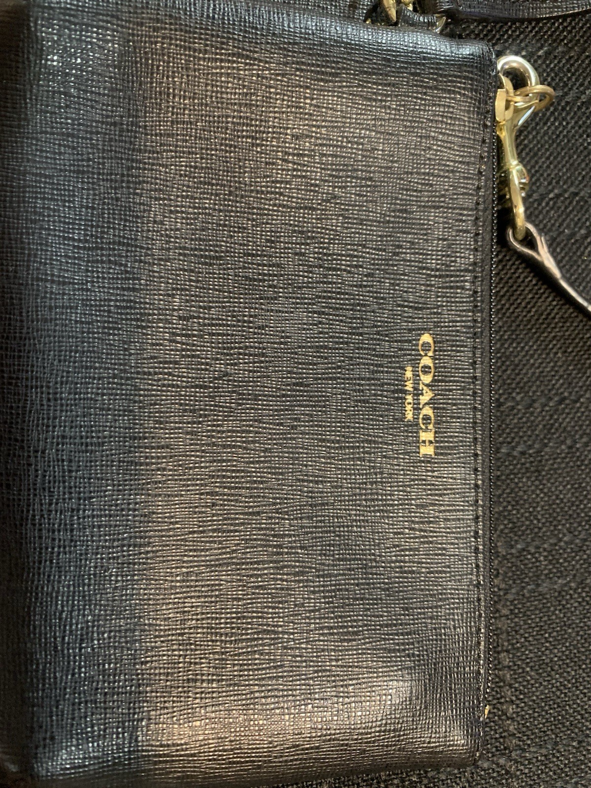 Small Black Leather Coach Wristlet Preowned Excellent Condition 6 X 4 Inches