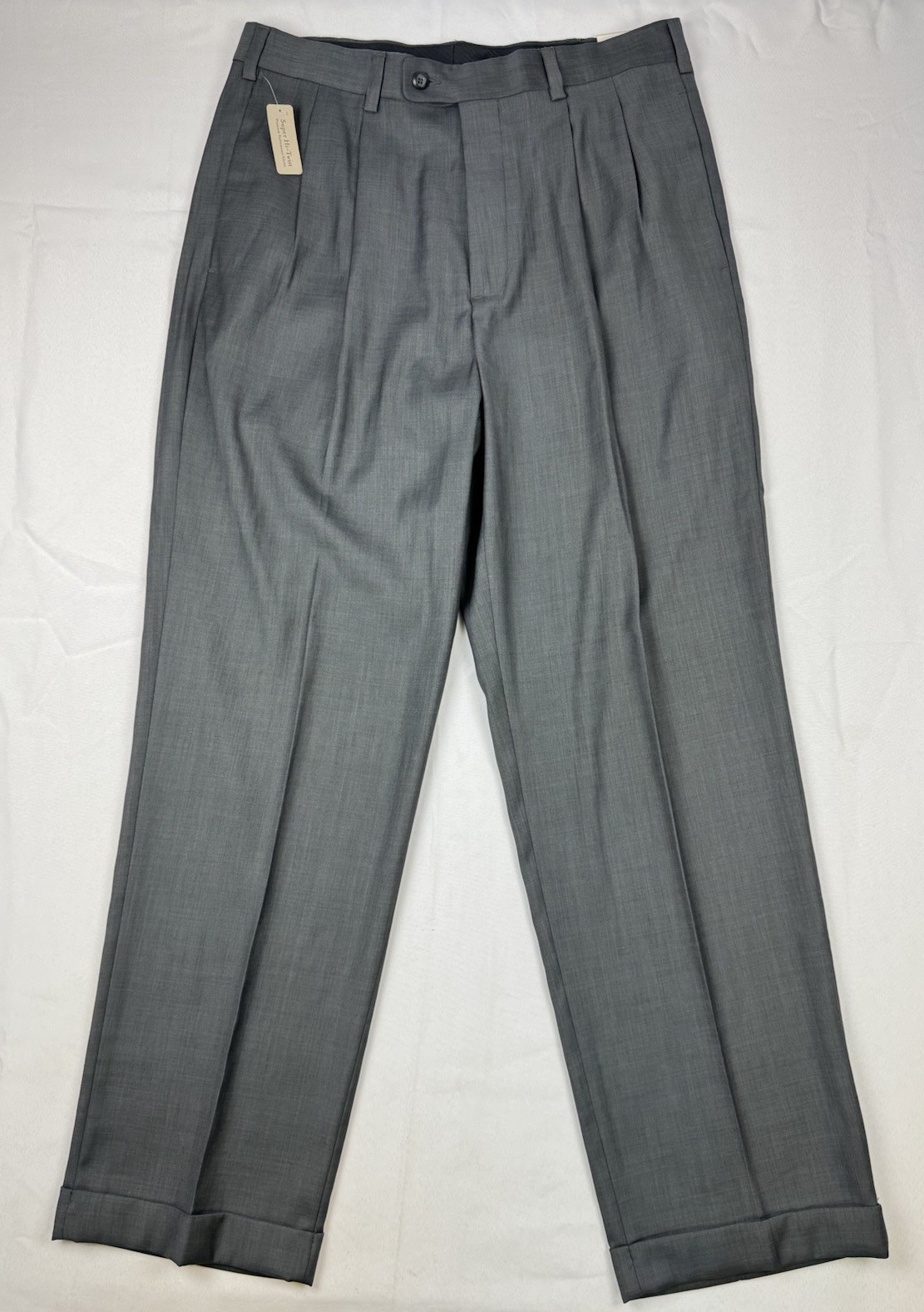 Covington Men’s Cool Ply 100s Formal Dress Pants 34×32 Pleated Super Hi-Twist
