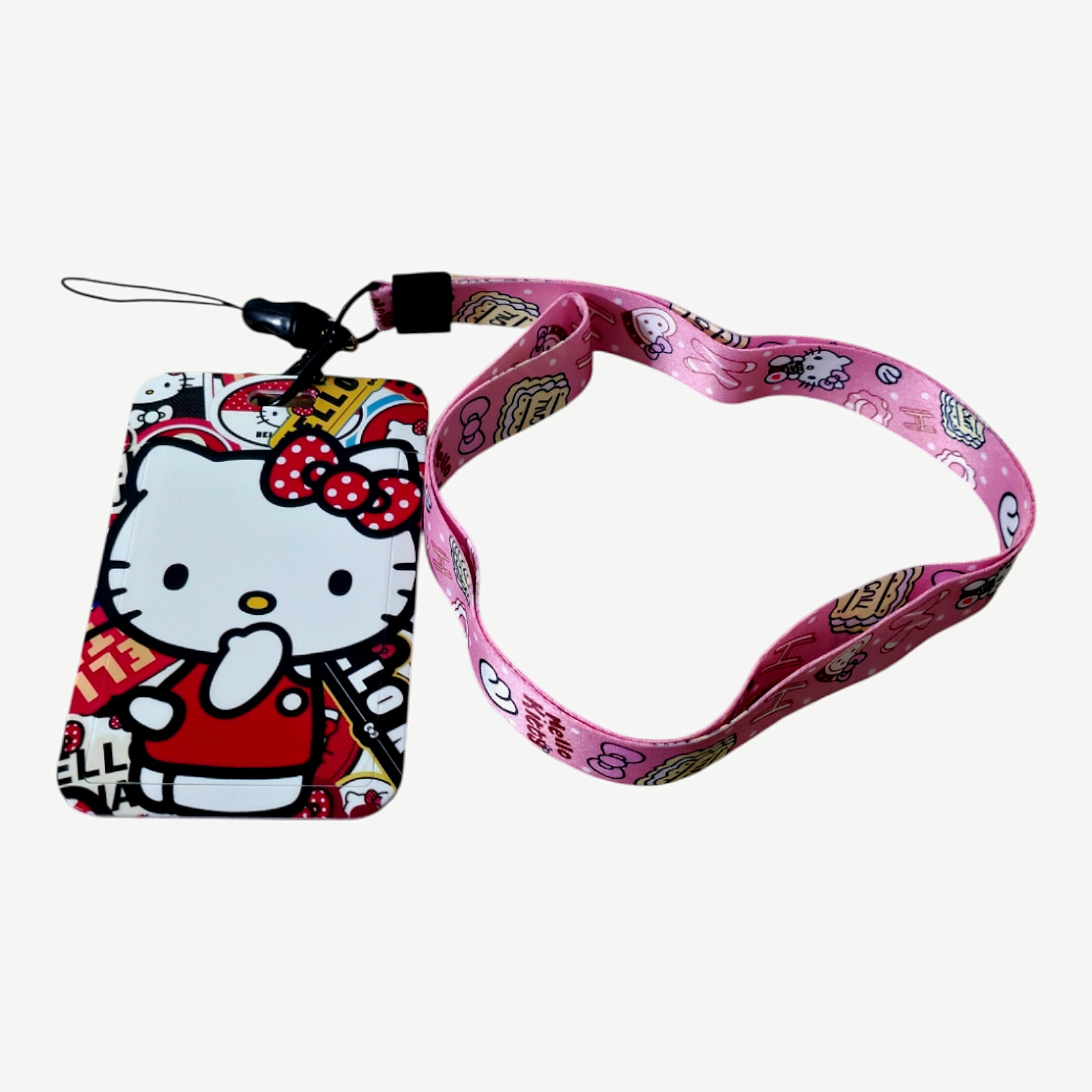 Hello Kitty ID Badge Holder Lanyard Pink Clip Card Holder New Free Ship