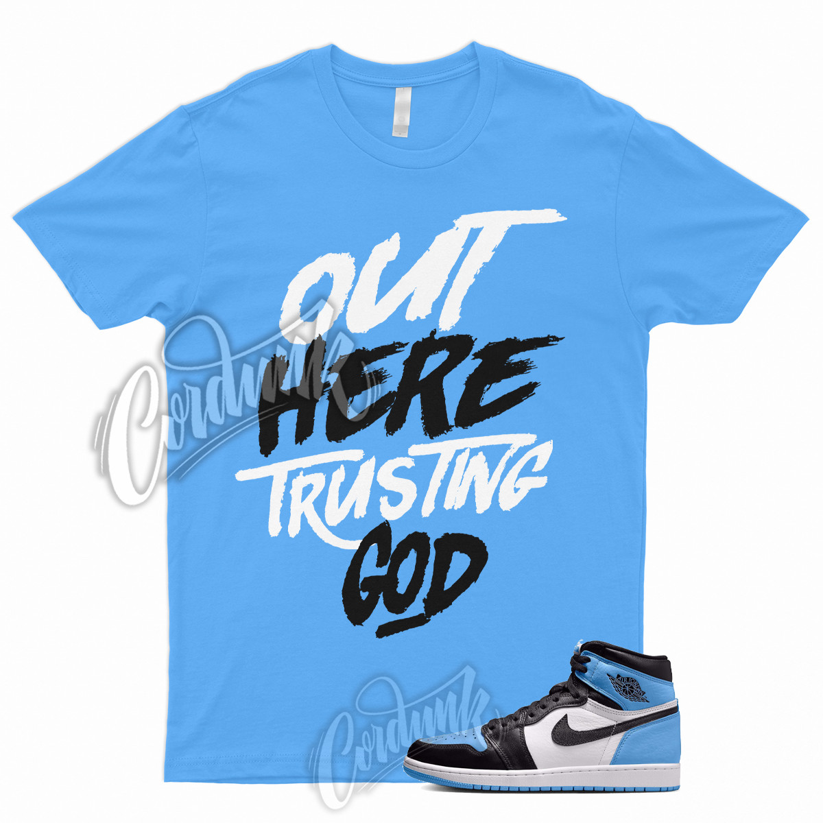 TG T Shirt to Match 1 Retro High OG UNC Toe University Blue 2 3 4 5 6 7 12 13