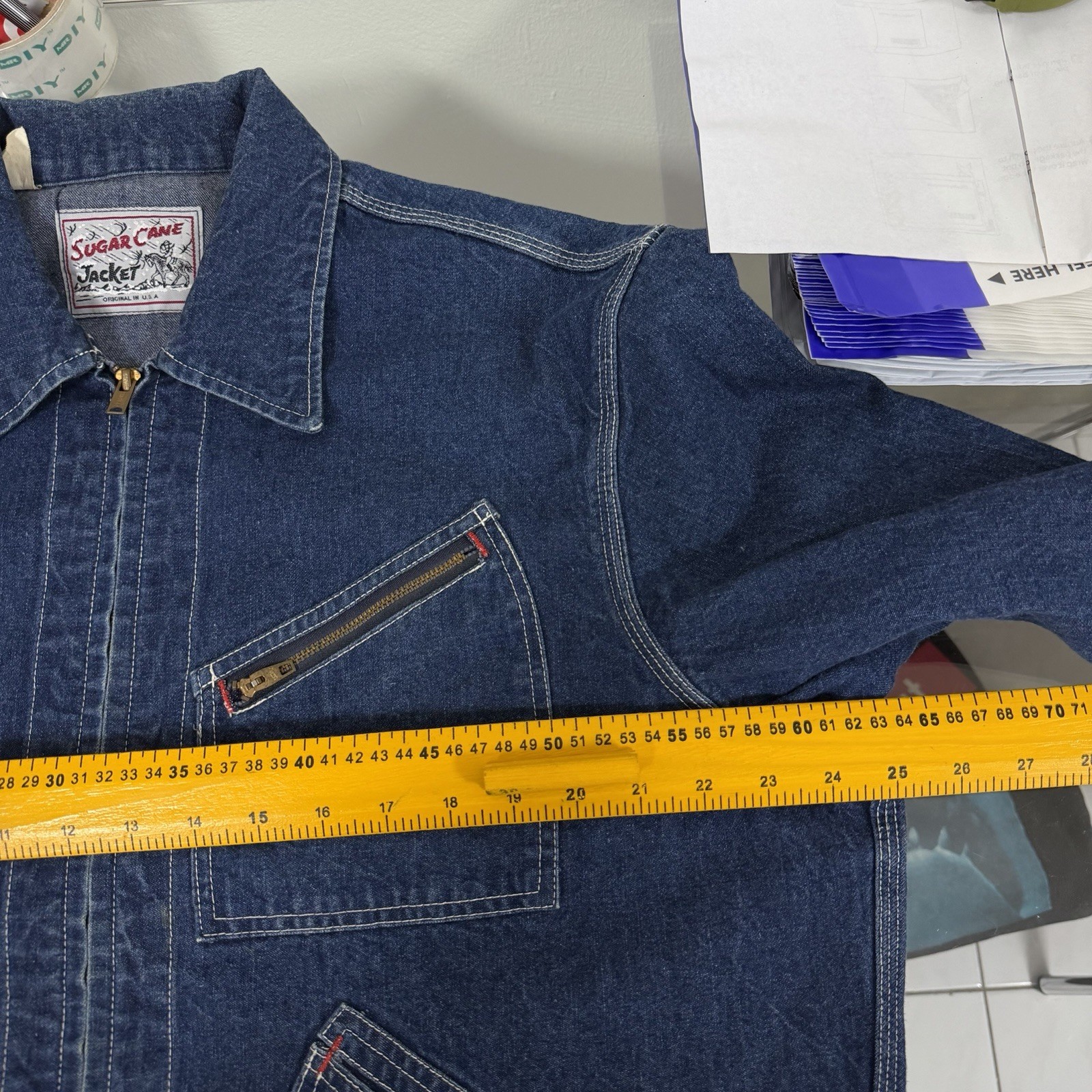 Vintage Vtg Sugar Cane Denim Zip Jacket Large Mens Selvedge Iron Heart Momotaro