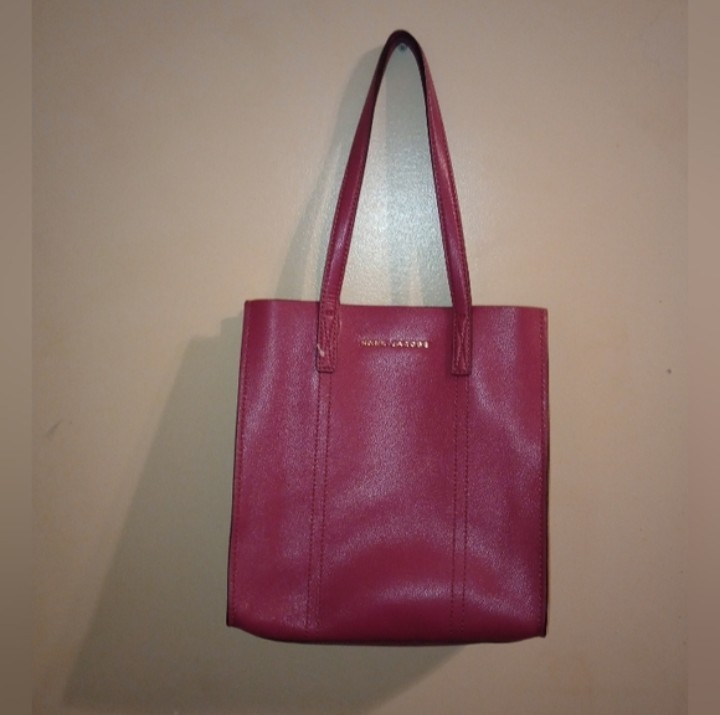 MARC JACOBS Repeat Large Luxe Leather Tote Boysenberry