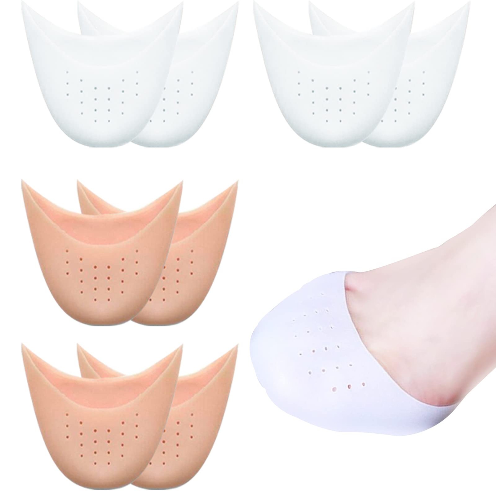 4-Pair Soft Gel Toe Pads for Pointe Shoes, Breathable Ballet Dance Protection…