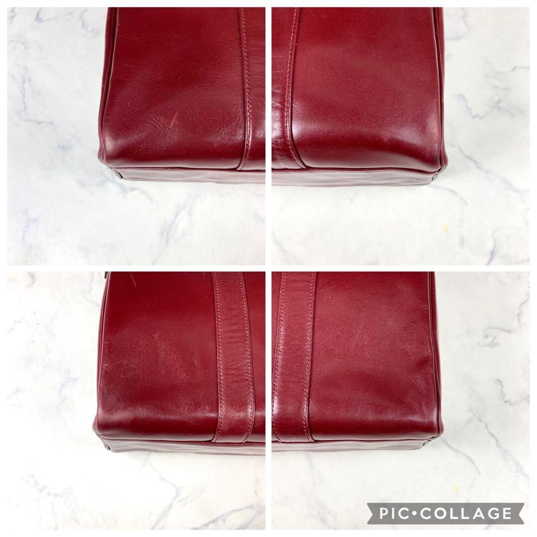 YVES SAINT LAURENT Boston bag Leather Red Vintage Authentic From Japan