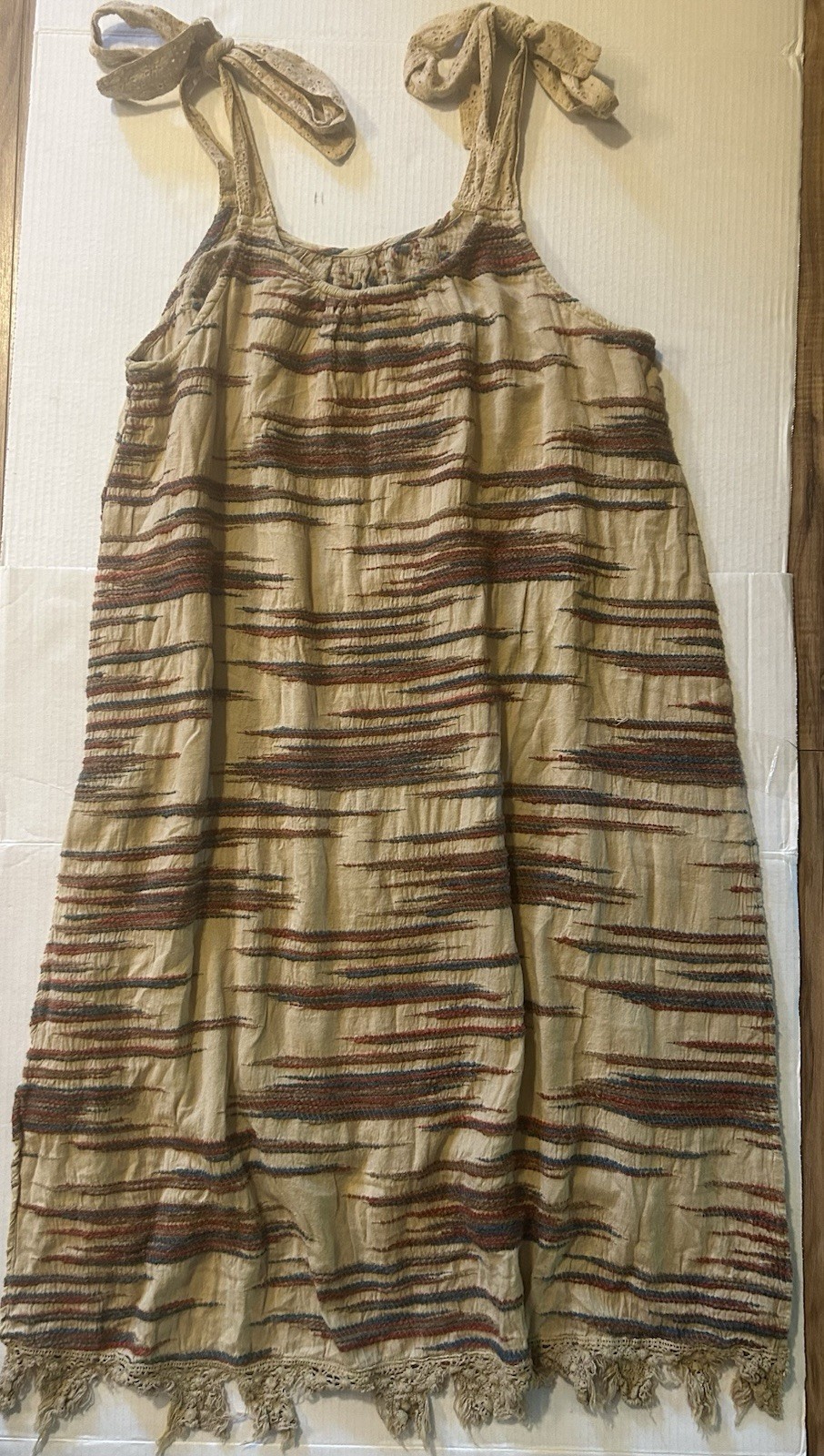 A Rare Bird Tiger Lily Dress Eyelet Shoulder Ties Southwest One Size NWT