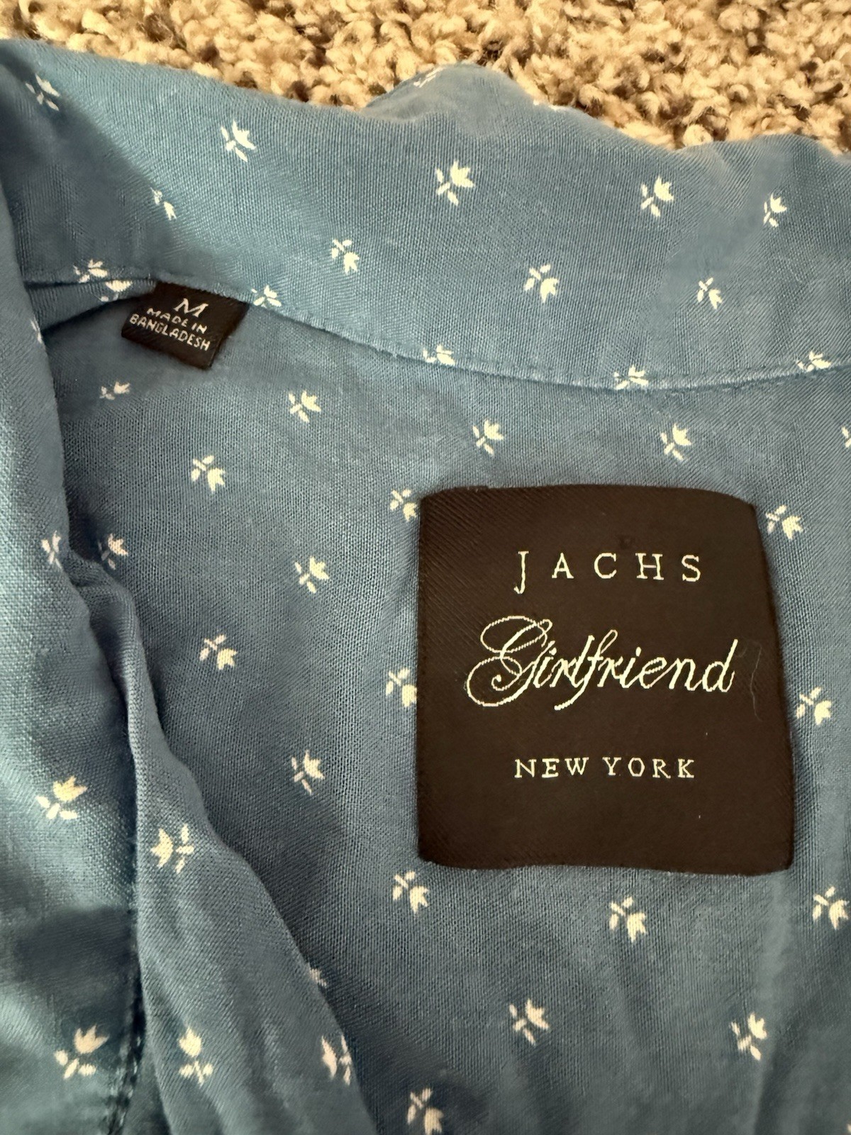 JACHS Girlfriend Women’s M Blue/White Floral Collared Sleeveless Button Top