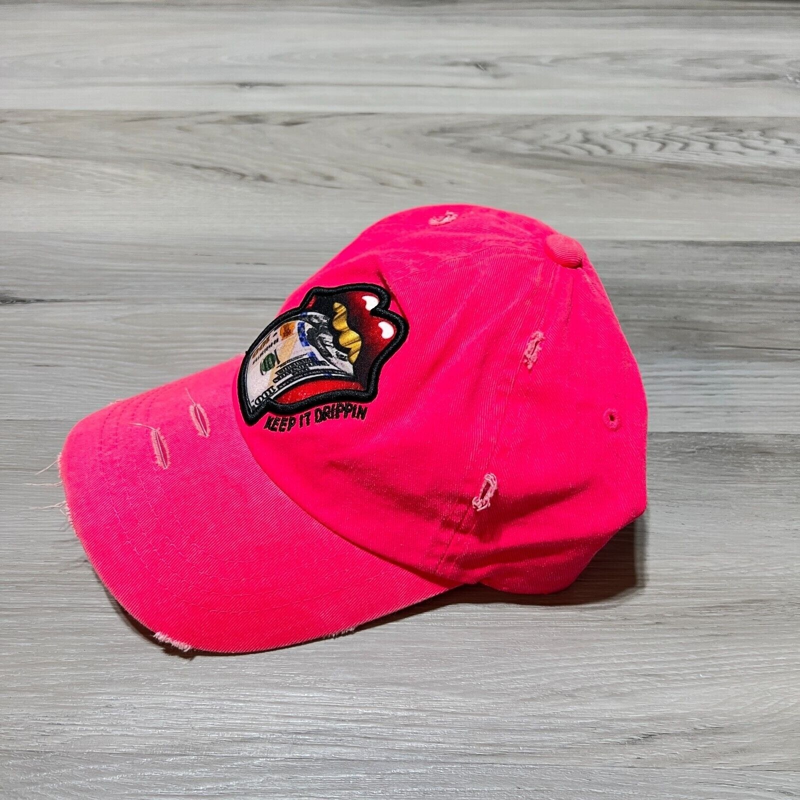 Muka Keep it Drippin Strapback Hat Pink Canvas Streetwear 100 Dollar Bil Mouth