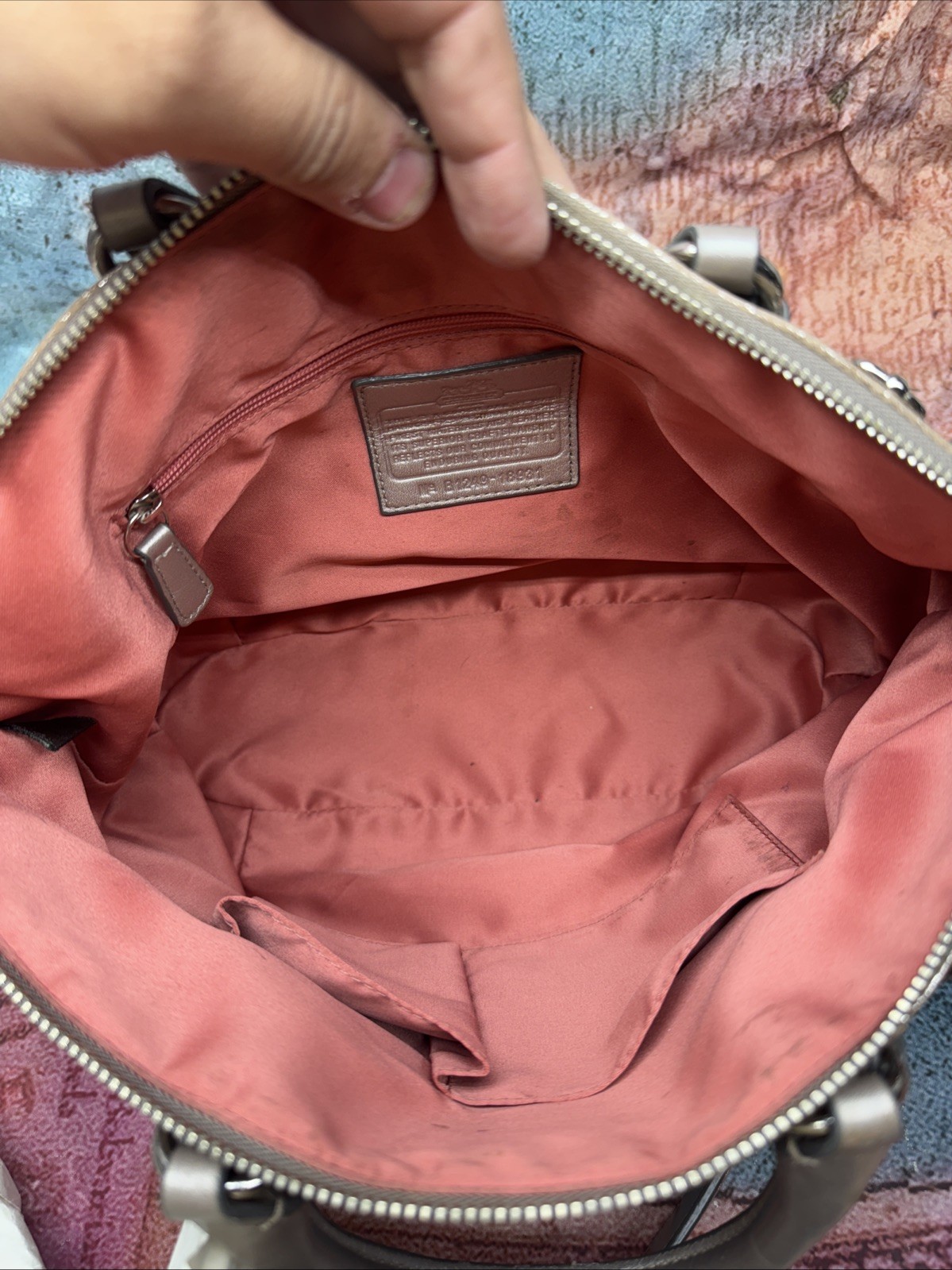 Coach 18931 Madison Sophia Gold Beige Embossed Metallic Leather Satchel Bag