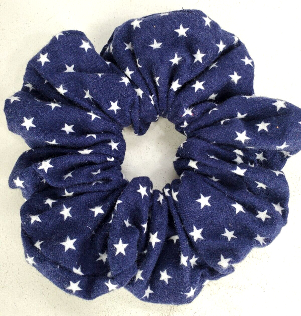 Handmade Women’s Scrunchies size XL Blue Cotton Snuggle Flannel Stars Print New