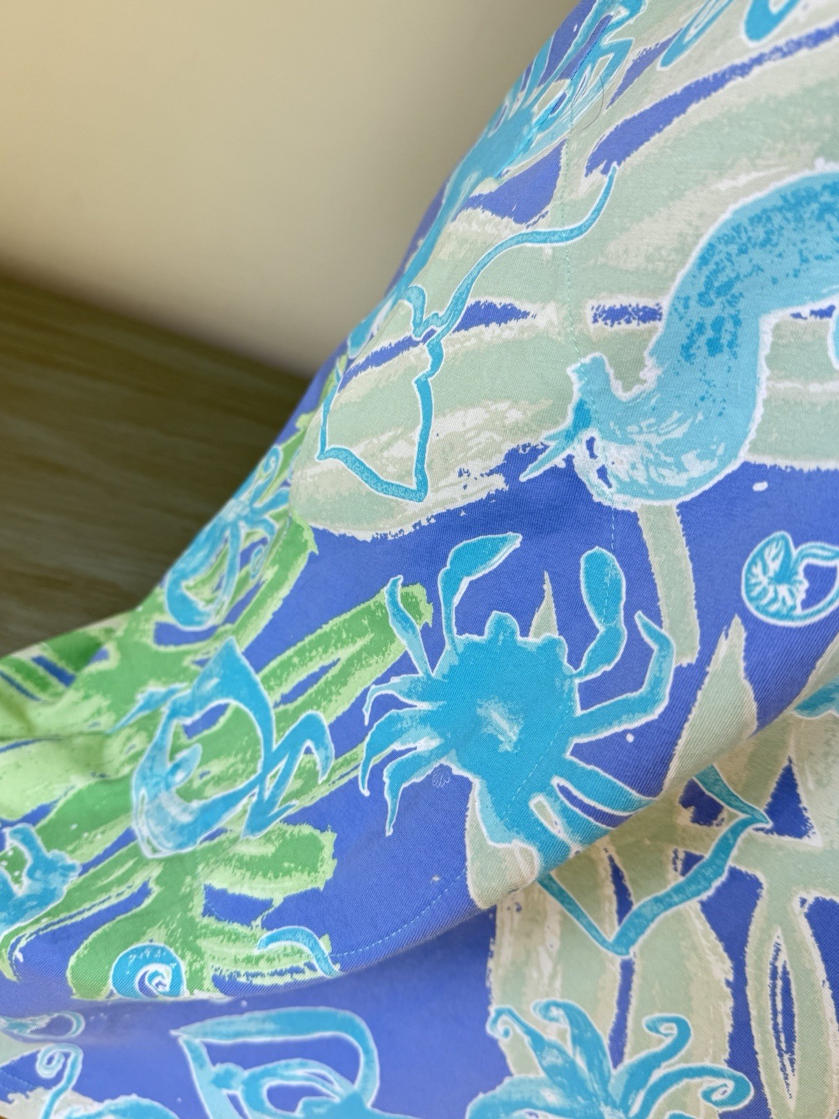 Ana Clare T Shirt Dress L under Sea Horse Fish Octopus Lavender Coastal Pockets