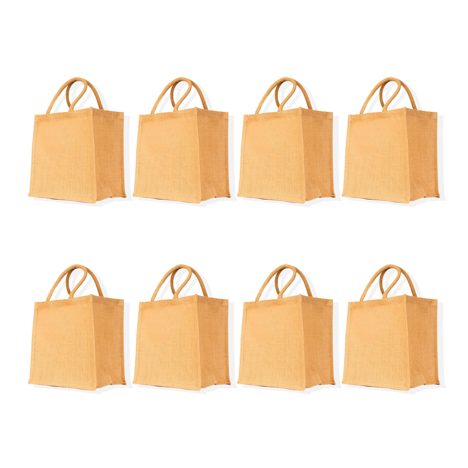 JUCOBEE Reusable Jute Shopping Bags 12″H x 12″L x 8″W – Pack of 8