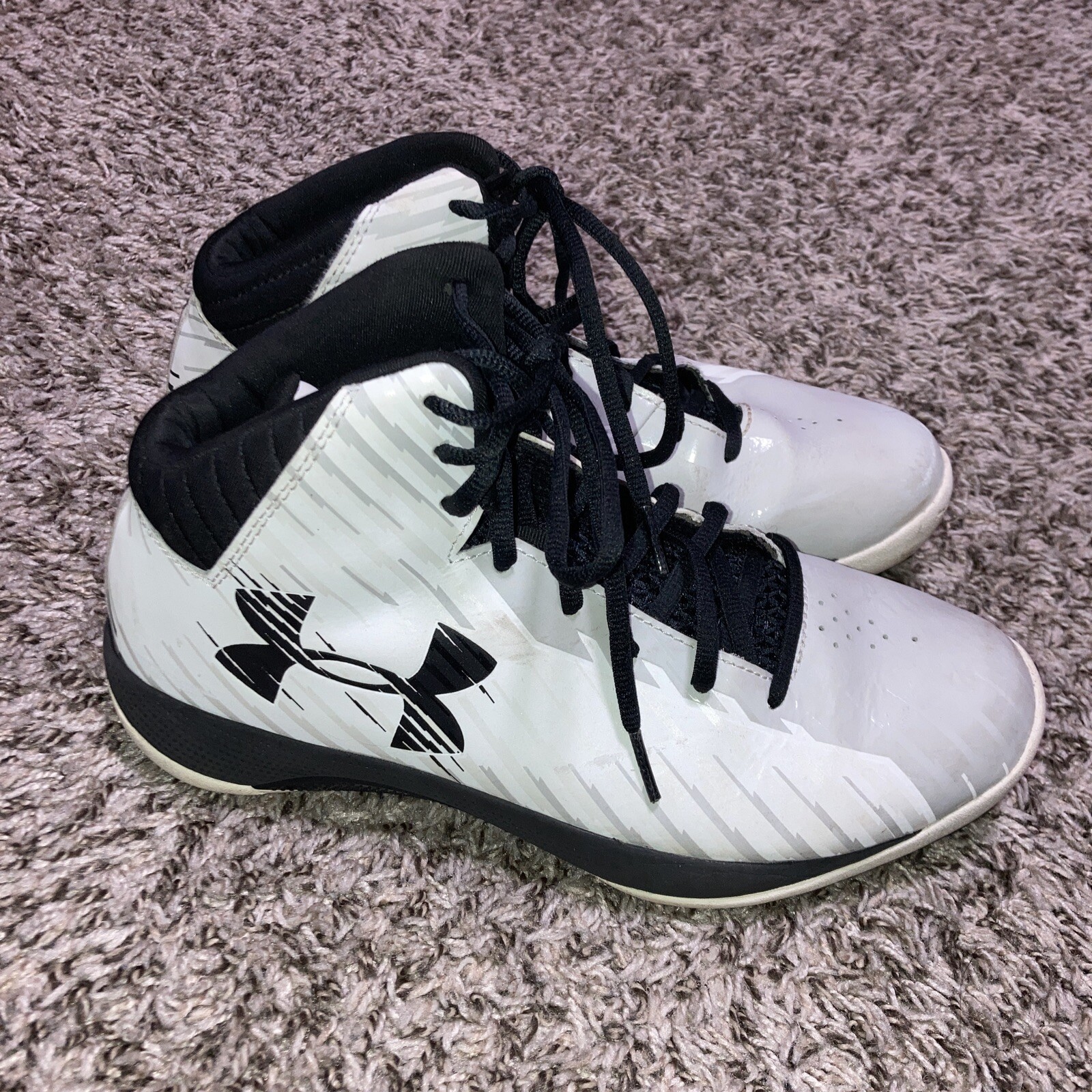 Under Armour Women’s 8.5 Jet Mid Basketball Sneakers White Lace Up 1259035 [S6]