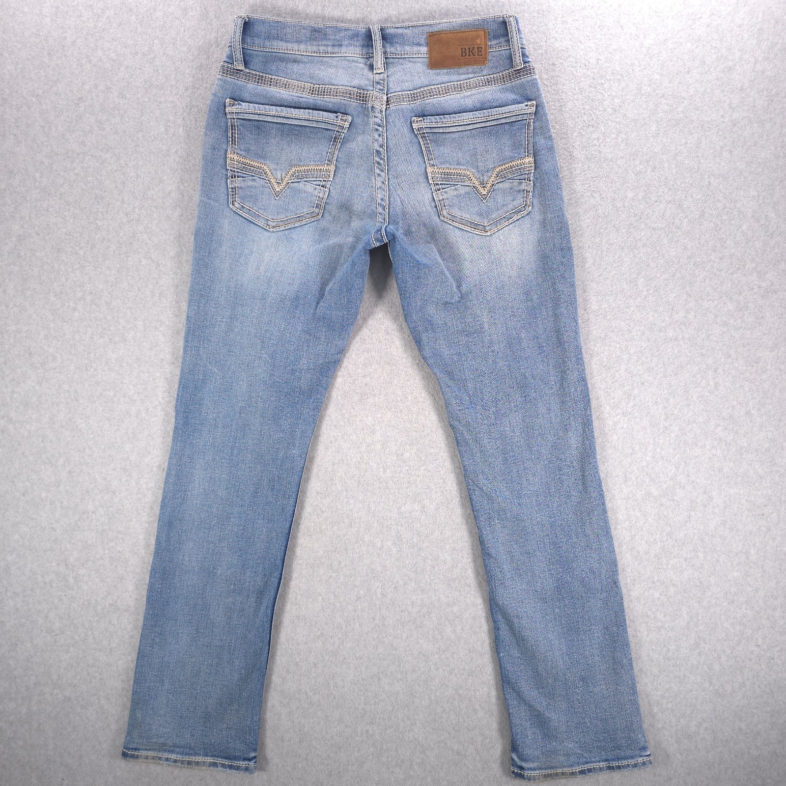 BKE Buckle Jake Straight Mid Whiskared Stretch Denim Casual Jeans Mens 31×32