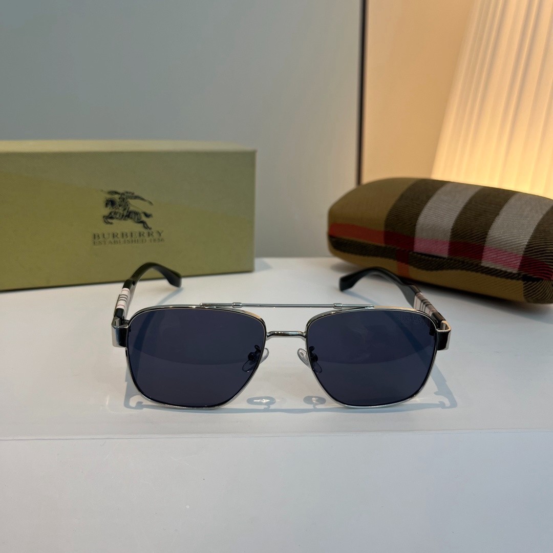 Burberry BE2394 Sunglasses 64‑16‑143 Silver Frame Dark Blue Lens