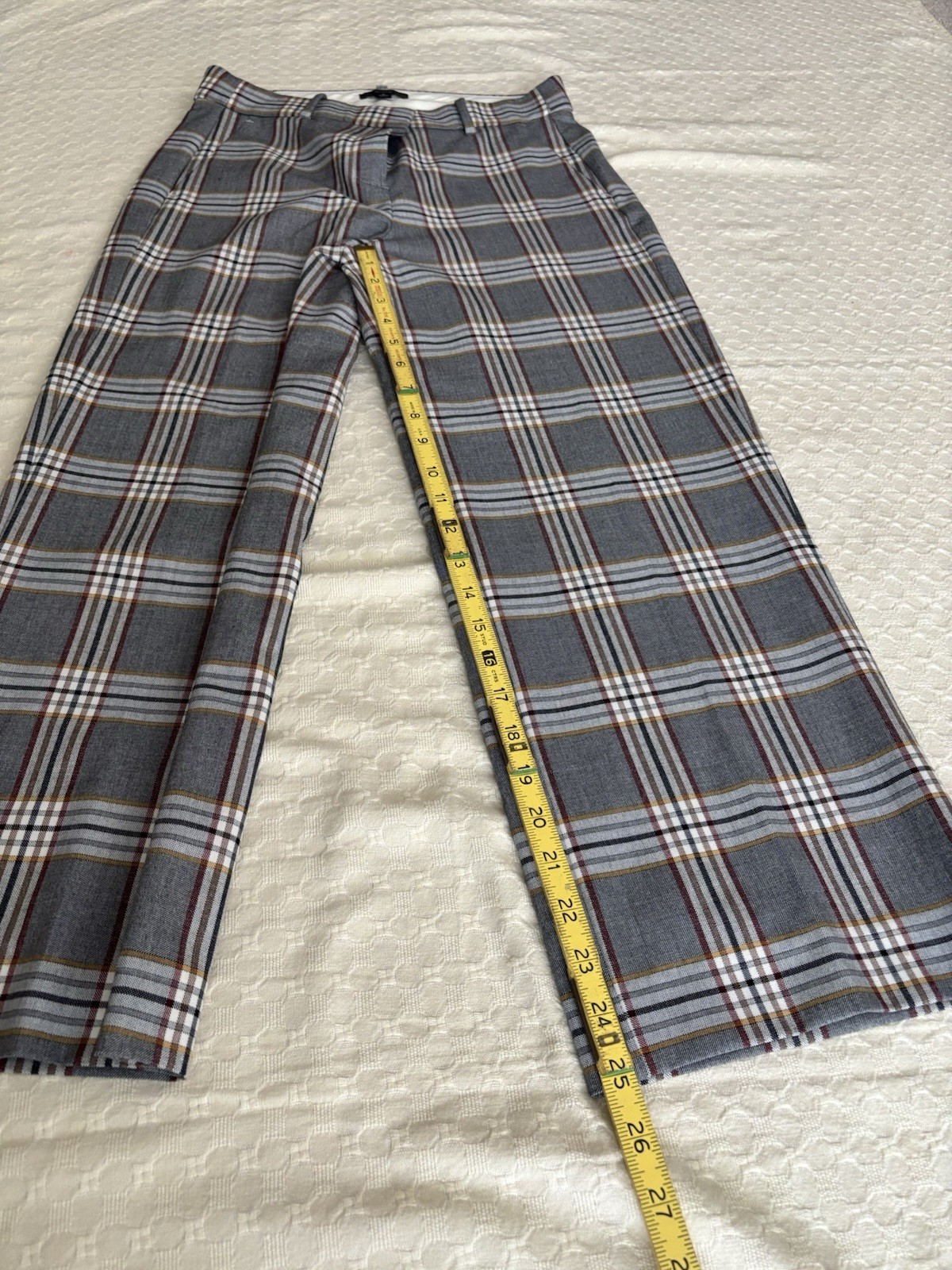 J.Crew Plaid Cropped Trousers Size 6 Gray Office Academia Minimalist Chic
