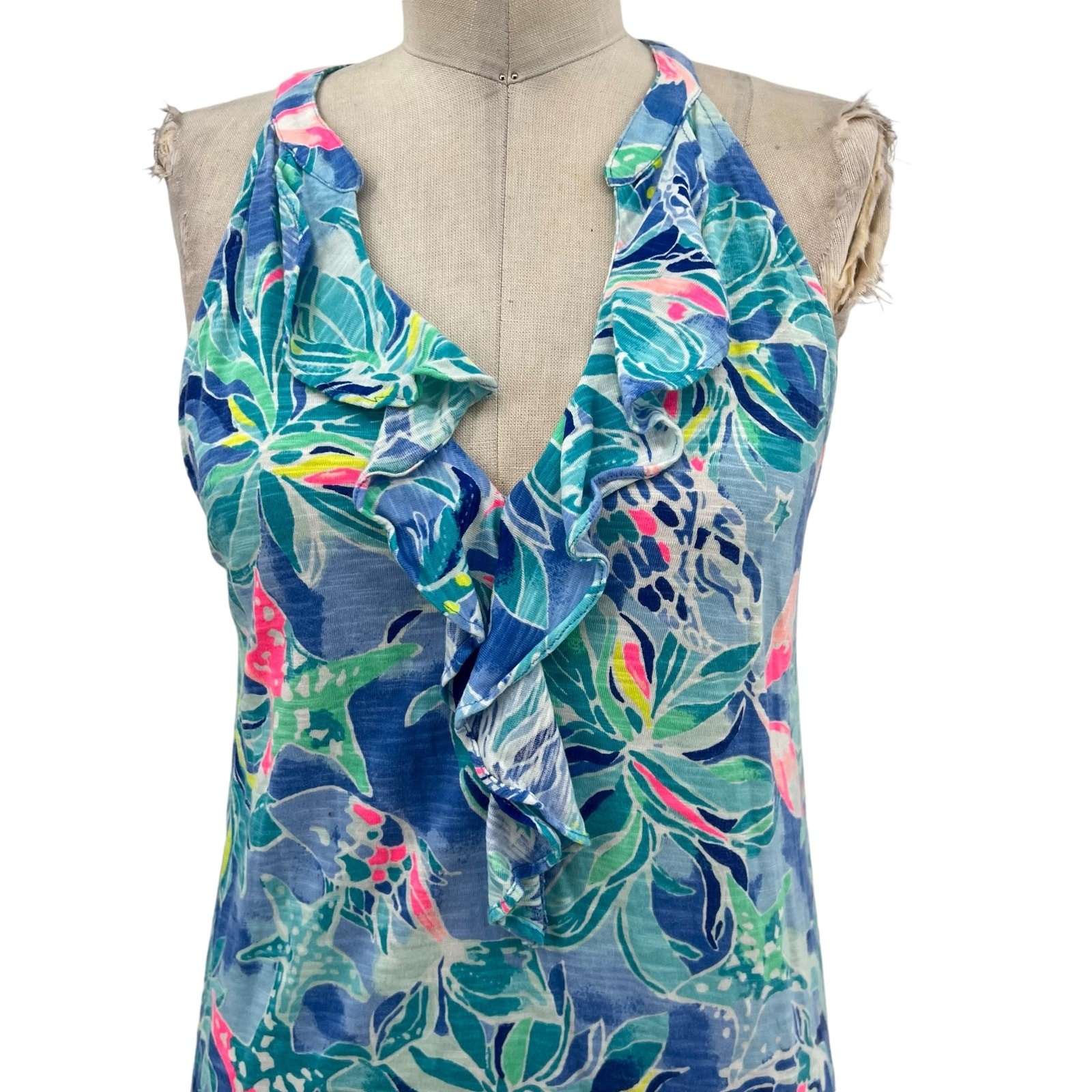 Lilly Pulitzer Shay Dress Bennett Blue Celestial Seas Starfish Print Size Small