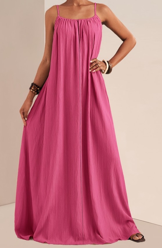 Summer Casual Wide Swing Hem Sleeveless Long Dress Relaxed Fit Floor Length Vaca