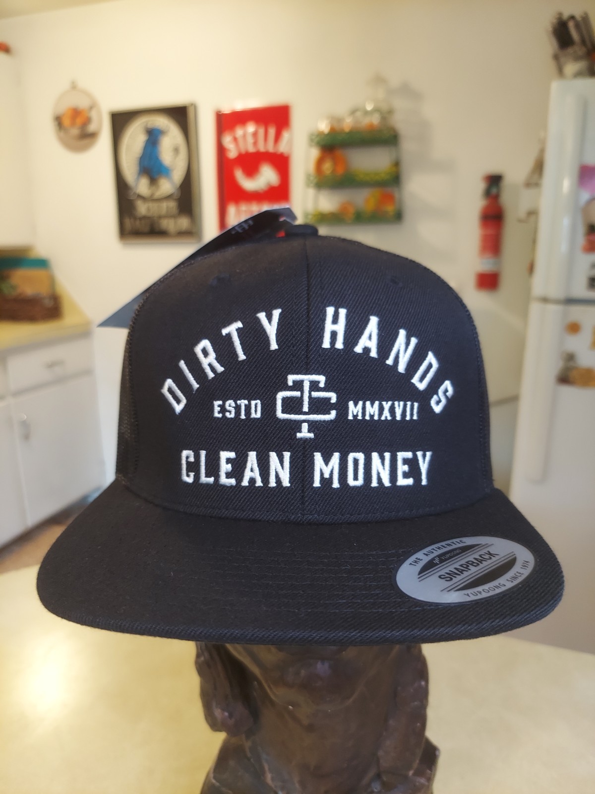 Dirty Hands Clean Money Troll Co Mesh Snapback Trucker Ball Cap NWT