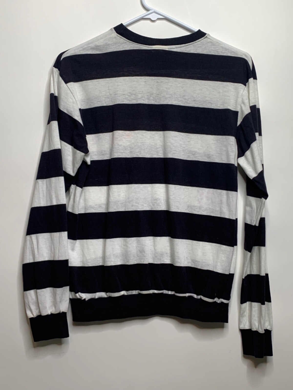 College BLVD Women Size M Black White Stripe Long Sleeve Shirt Made in USA OSU