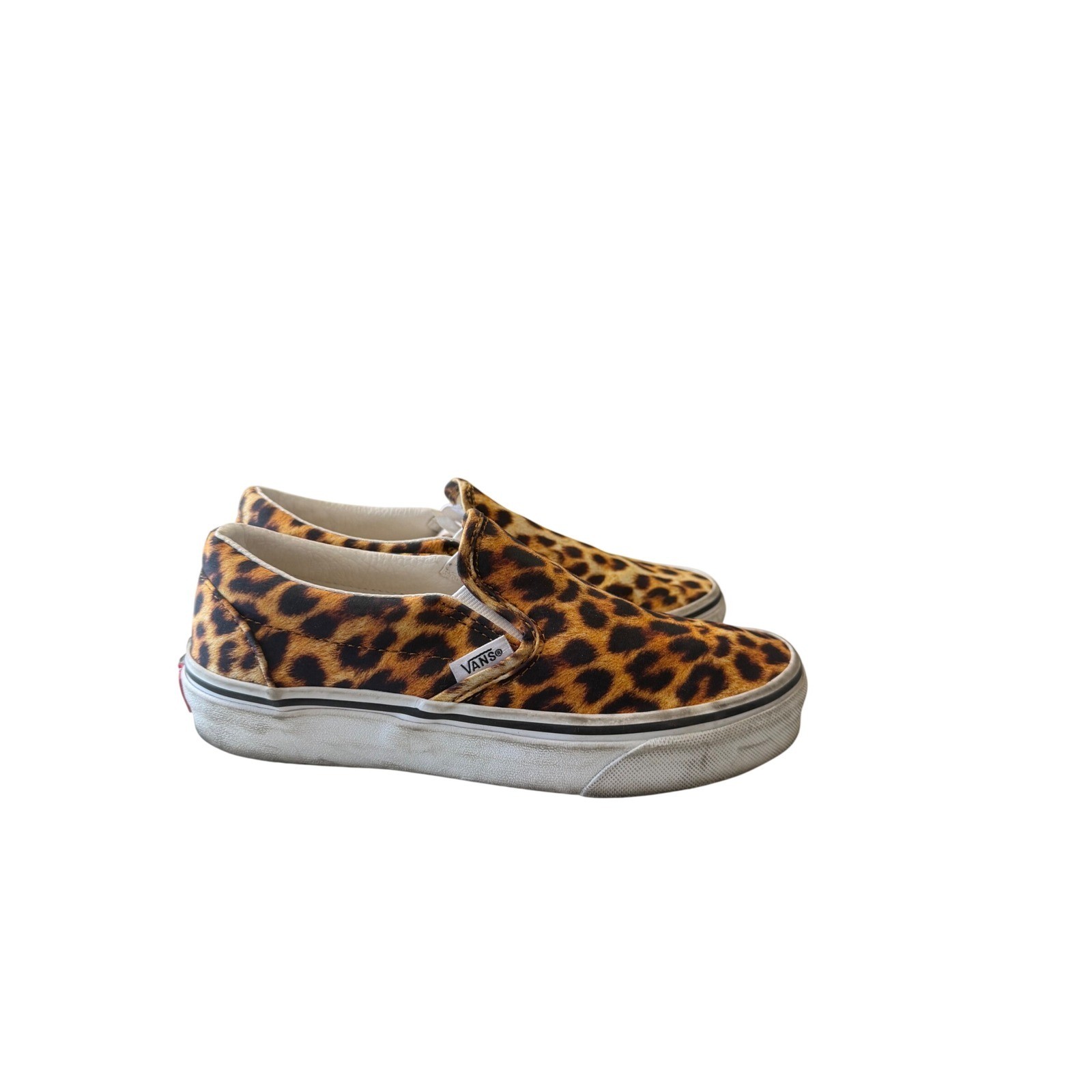 Vans Classic Slip-On Leopard Print Skate Shoes Mens 3.5 Womens 5.0 Tan Black