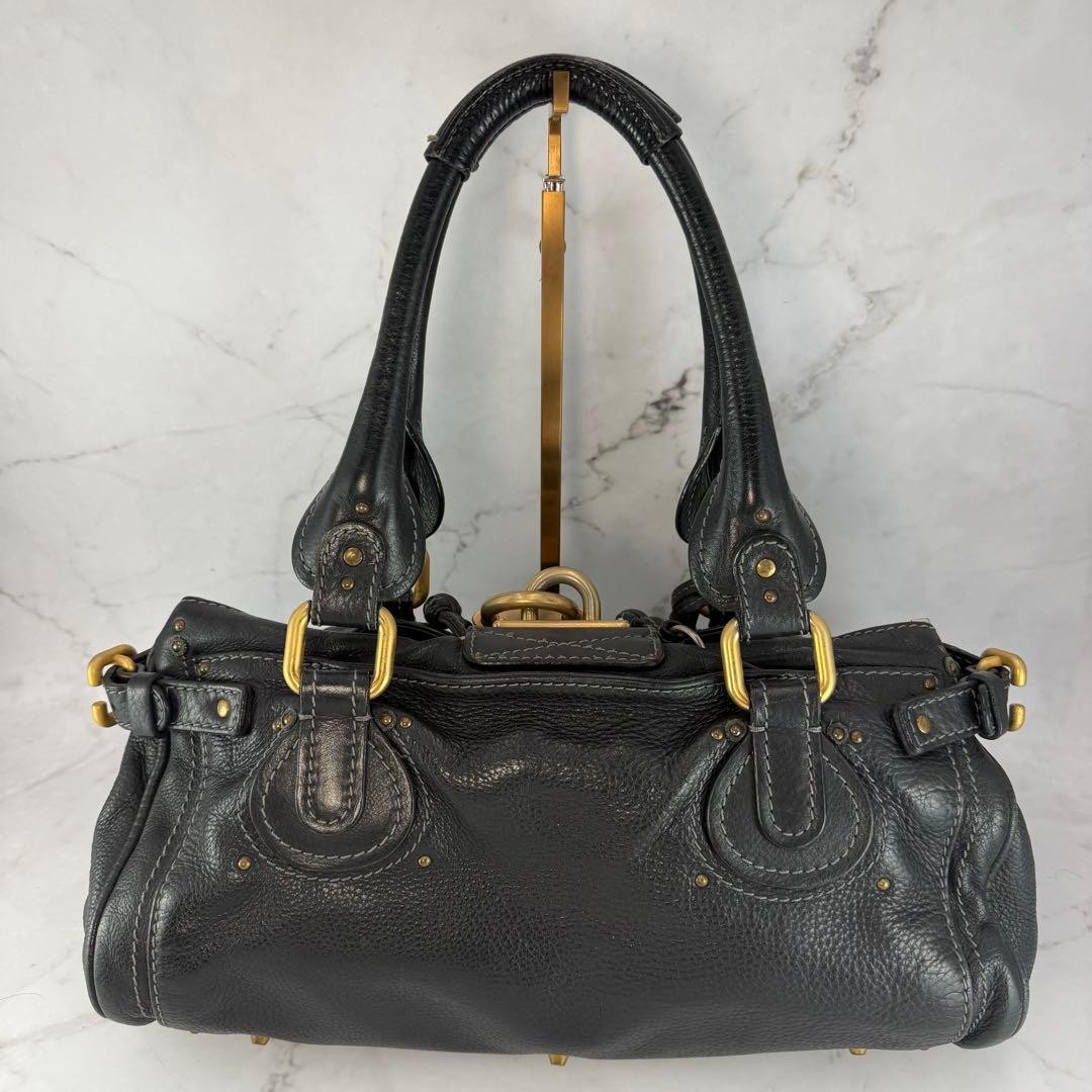 Chloe Paddington Black Leather Handbag Padlock Key Boston Bag Vintage Y2K